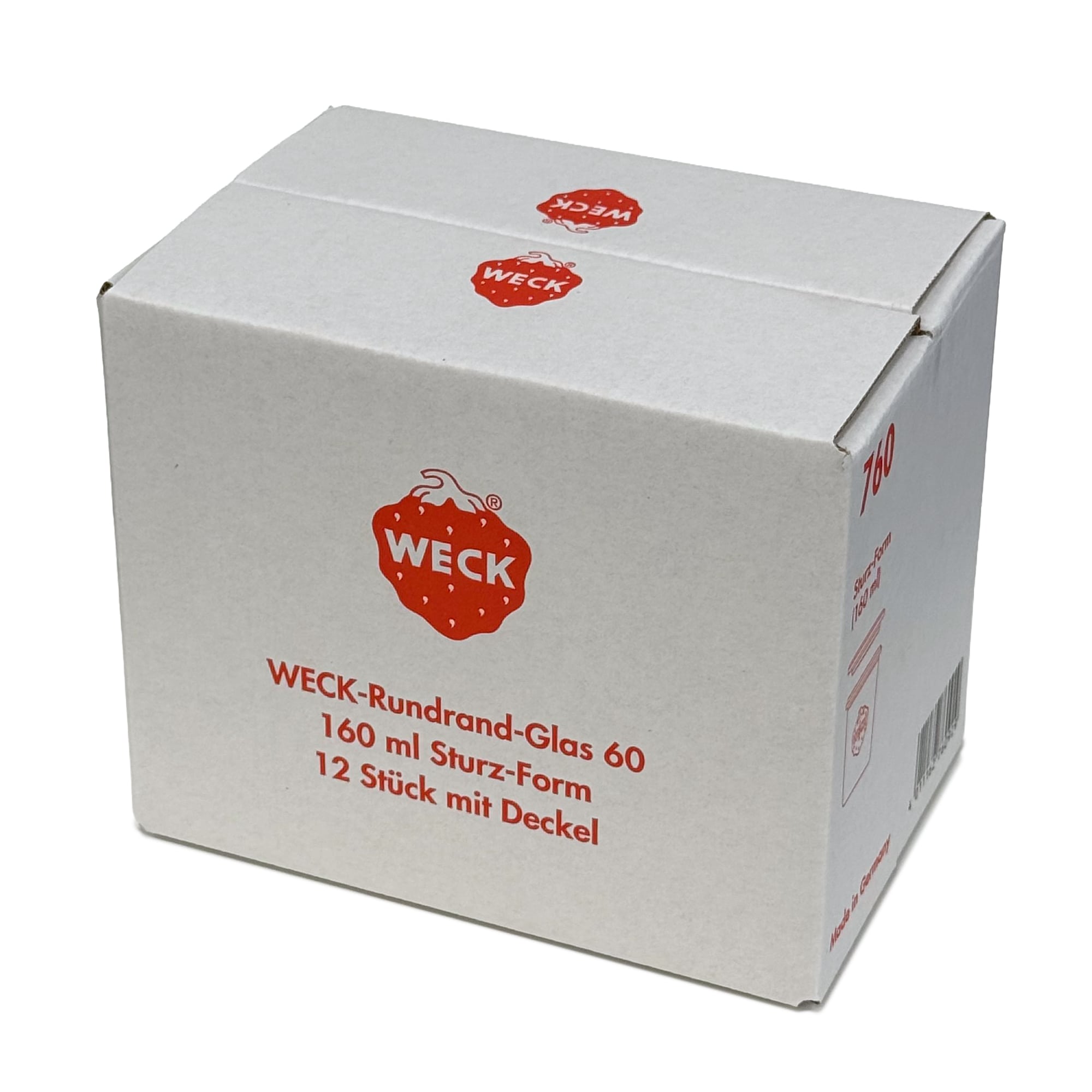 12x 160 ml WECK-stiklainis su plačiu burnu su stiklo dangteliu RR 60