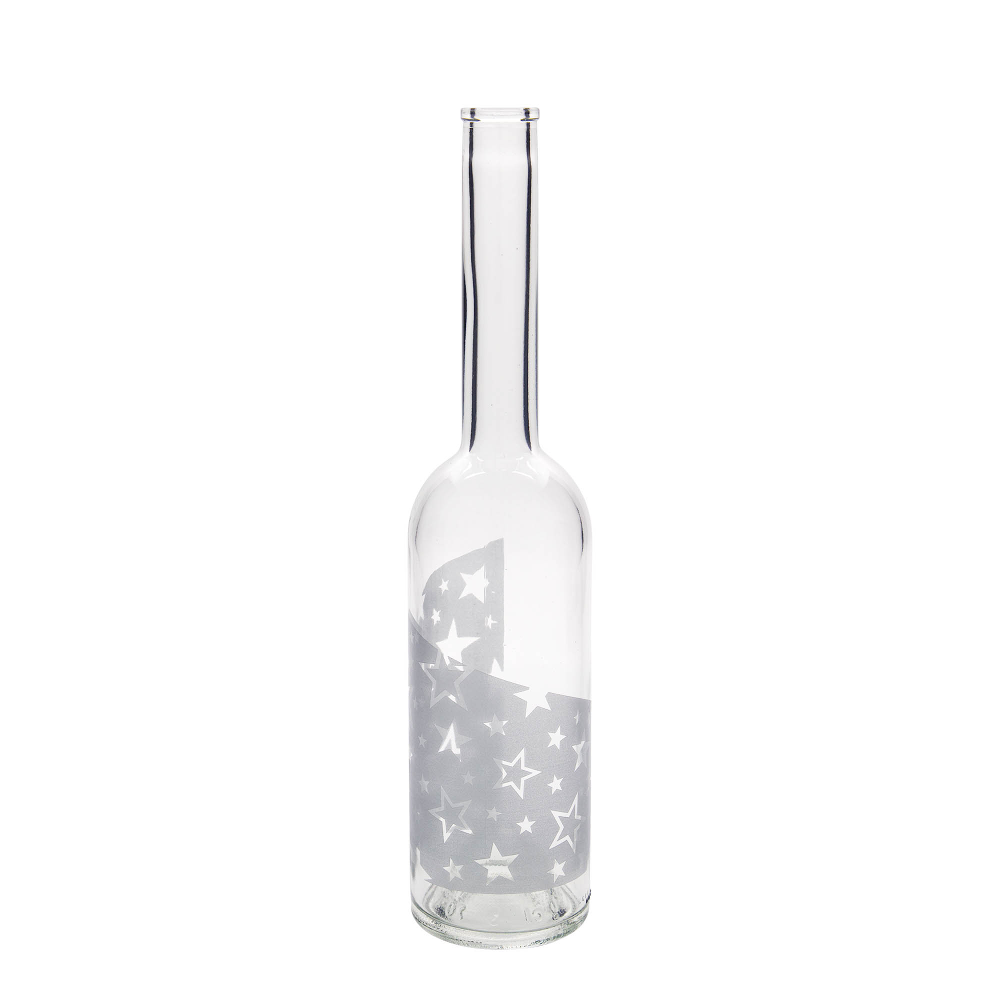 500 ml stiklinis butelis „Opera“, motyvas: sidabrinės žvaigždės, kamštis: kamštis 500 ml stiklinis butelis „Opera“, motyvas: sidabrinės žvaigždės, kamštis: kamštis