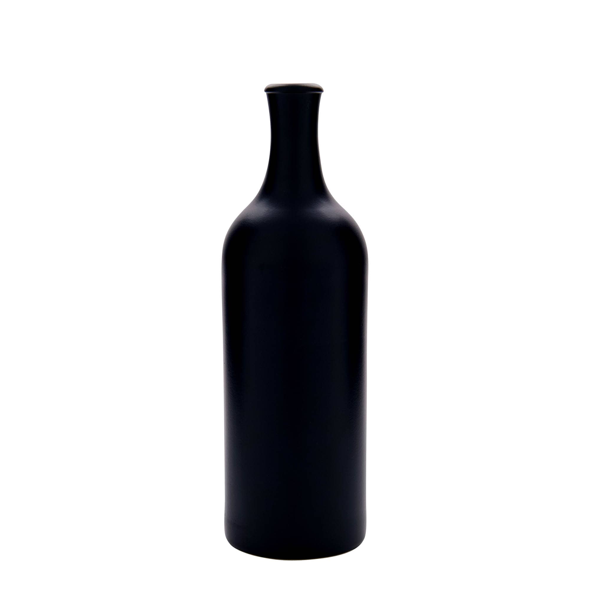 750 ml ilgo kaklo molinis ąsotis, akmeninė keramika, juodas, burna: kamštis
