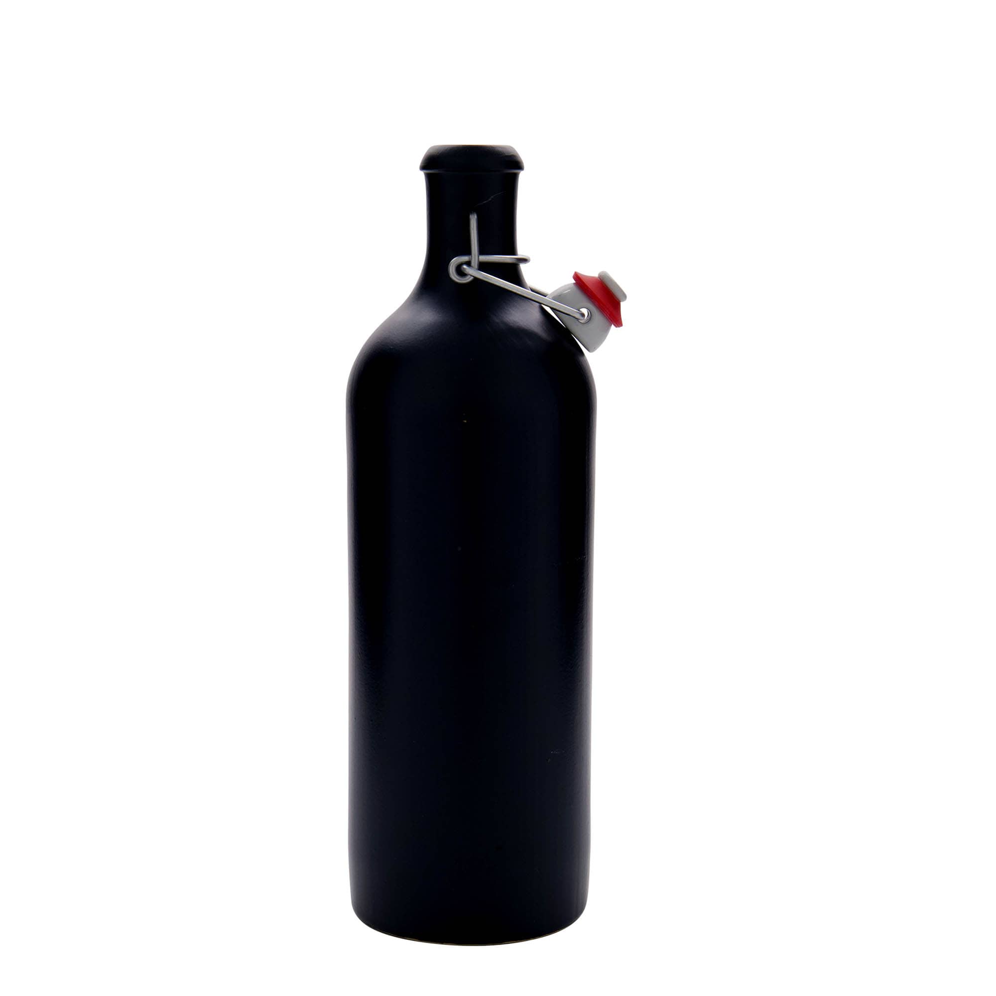 750 ml molinis ąsotis, keraminis, juodas, burna: spaustukas uždarymui