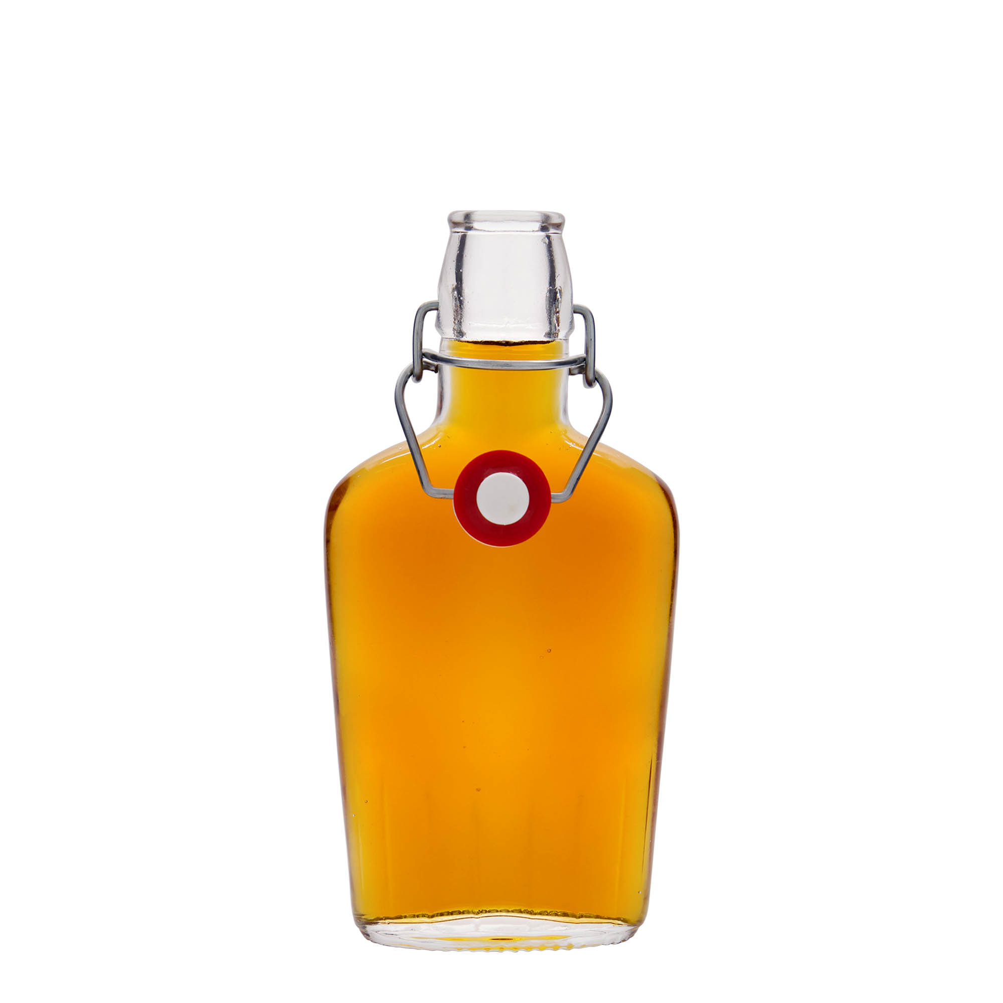 250 ml stiklinis butelis „Fiaschetta“, ovalus, anga: užsegamas užraktu 250 ml stiklinis butelis „Fiaschetta“, ovalus, anga: užsegamas užraktu