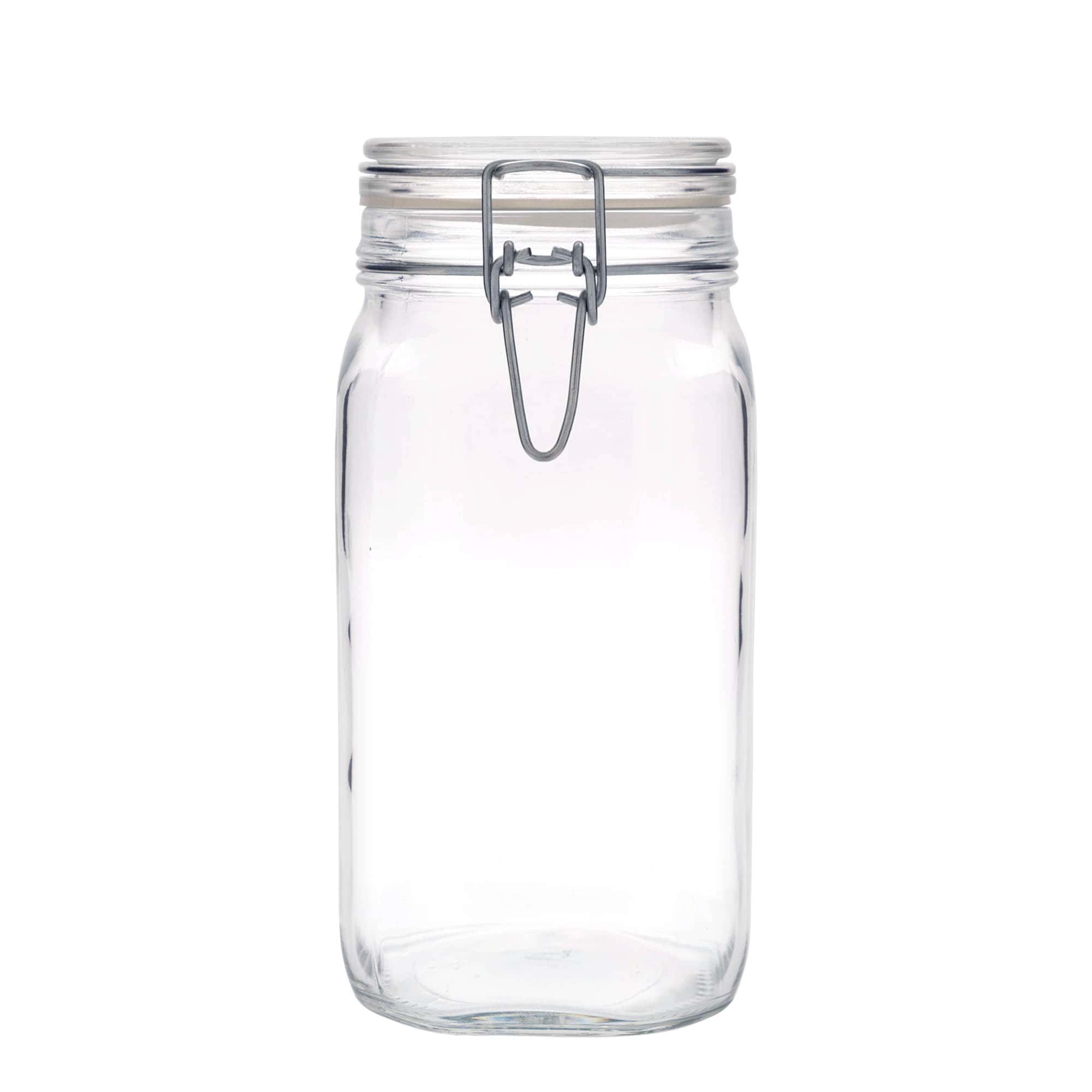1.500 ml vielos užsegimo stiklainis „Fido“, kvadratinis, anga: vielos užsegimas