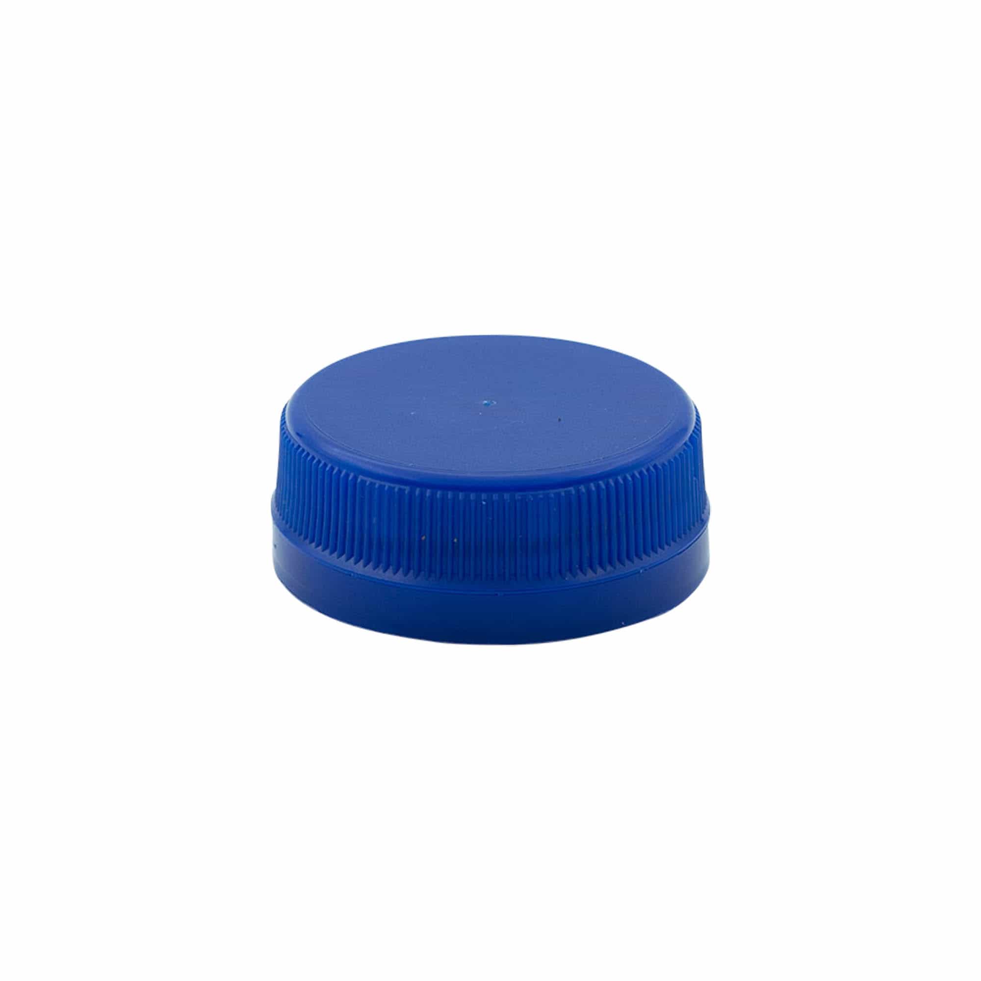Sraigtinis uždarymas, dviguba sriegio pradžia, PE plastikas, mėlynas, skirtas angai: PET 38 mm