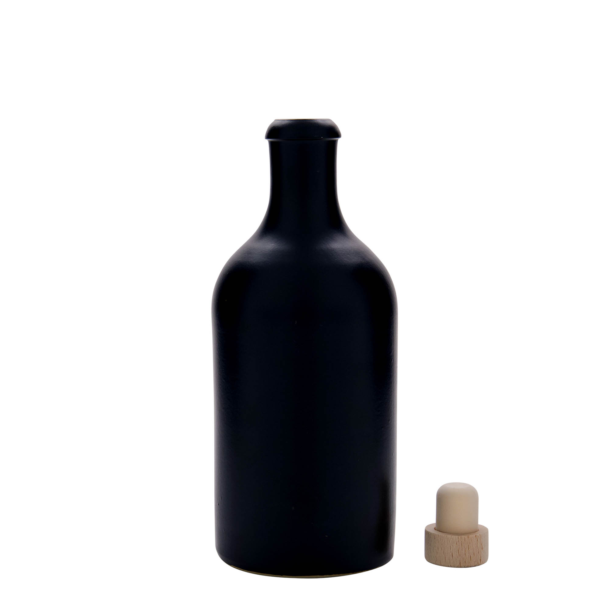 500 ml molinis ąsotis, keraminis, juodas, burna: kamštis