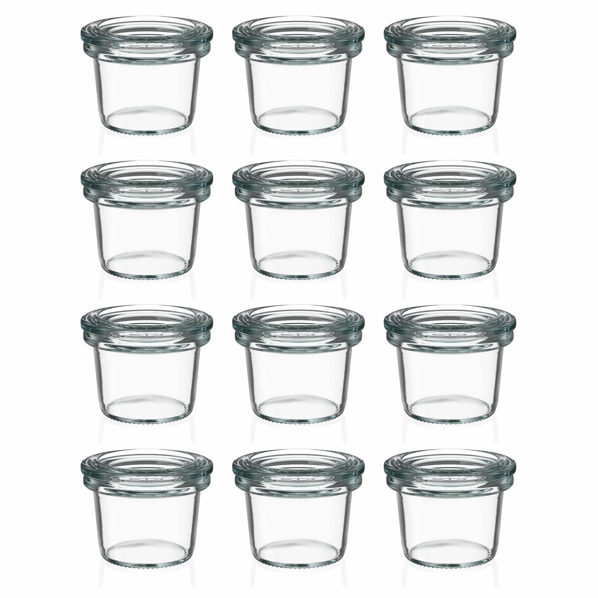 12x 35 ml WECK-stiklainis su plačiu burnu su stiklo dangteliu RR 40