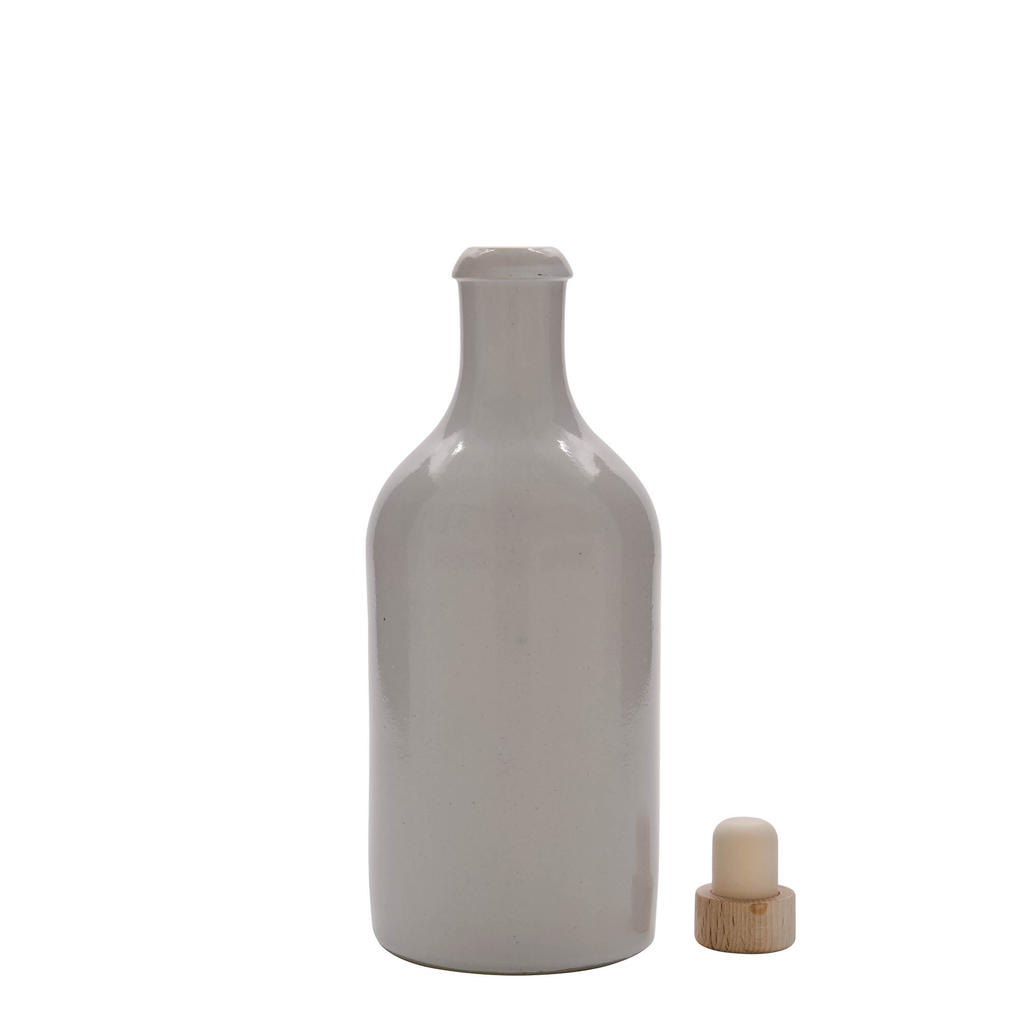 500 ml molinis ąsotis, keraminis indas, baltas, anga: kamštis