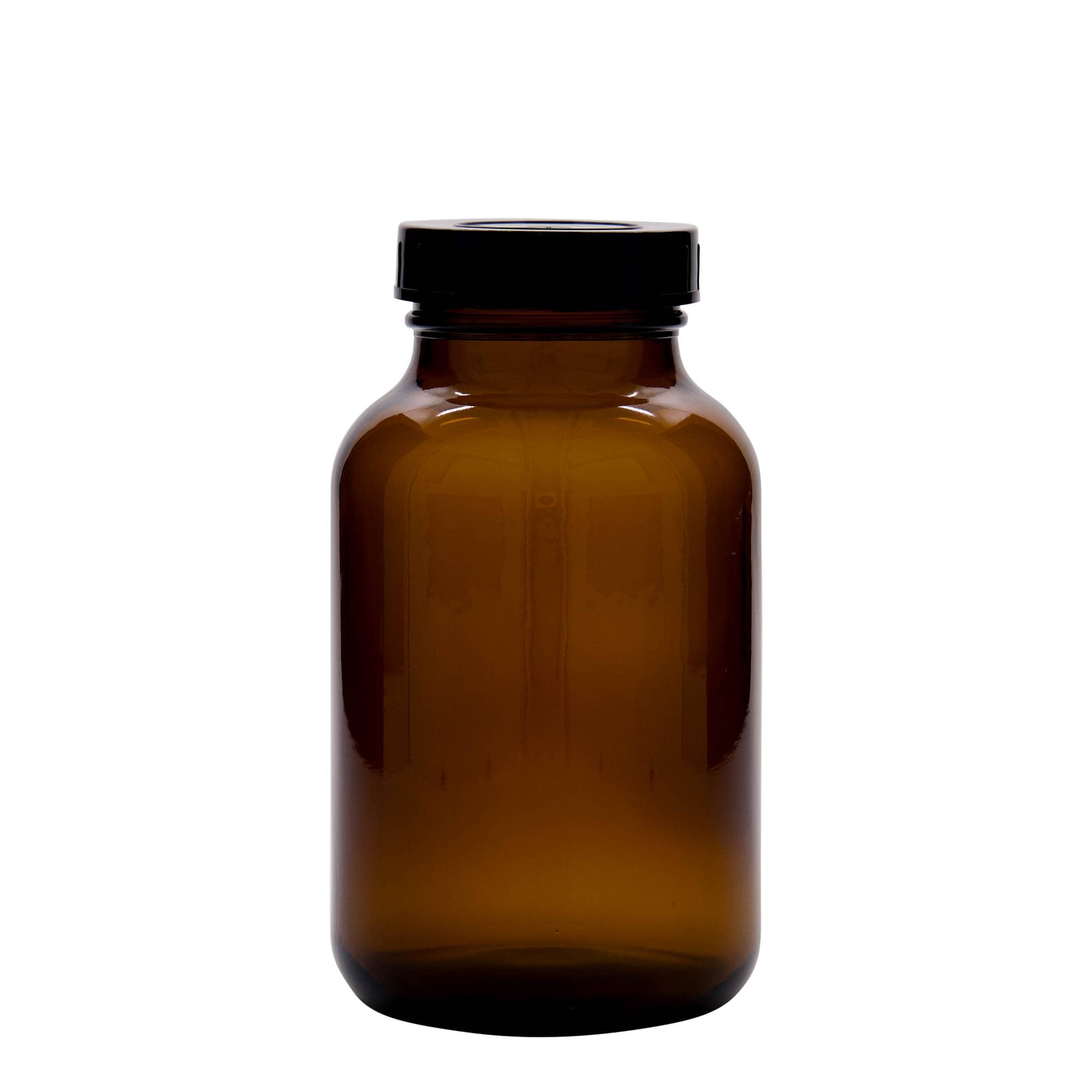 1.000 ml plačiakaklis stiklainis, rudas, anga: DIN 68