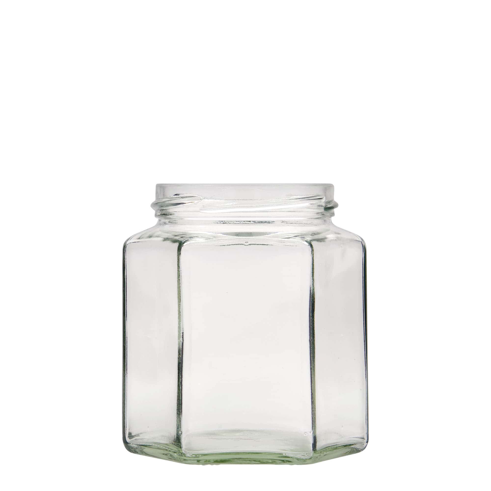 390 ml šešiakampis stiklas, anga: Twist-Off (TO 70) 390 ml šešiakampis stiklas, anga: Twist-Off (TO 70)