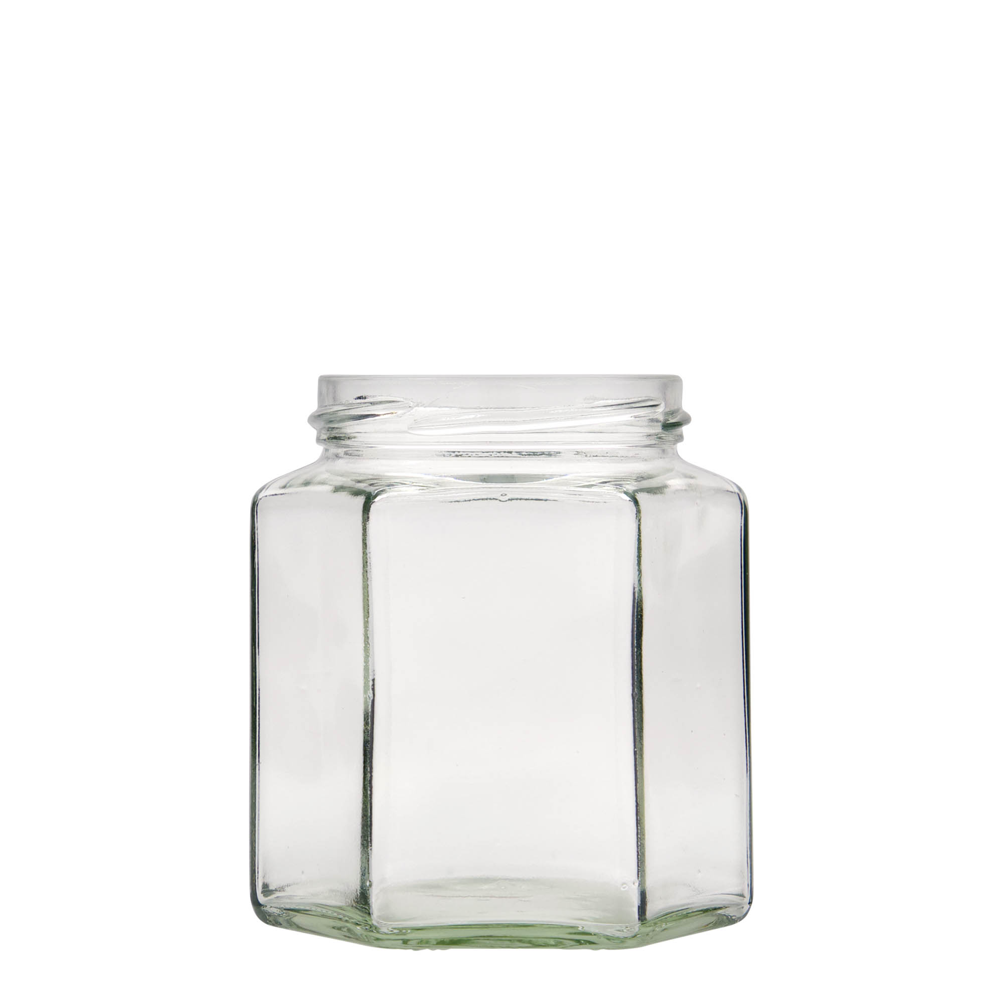 390 ml šešiakampis stiklas, anga: Twist-Off (TO 70)