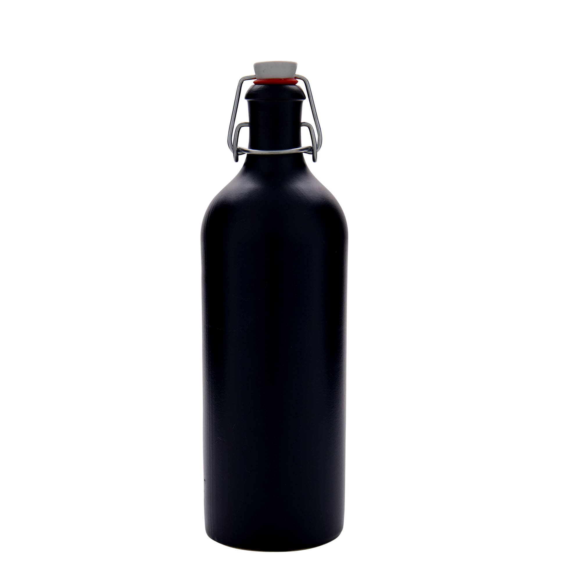 750 ml molinis ąsotis, keraminis, juodas, burna: spaustukas uždarymui
