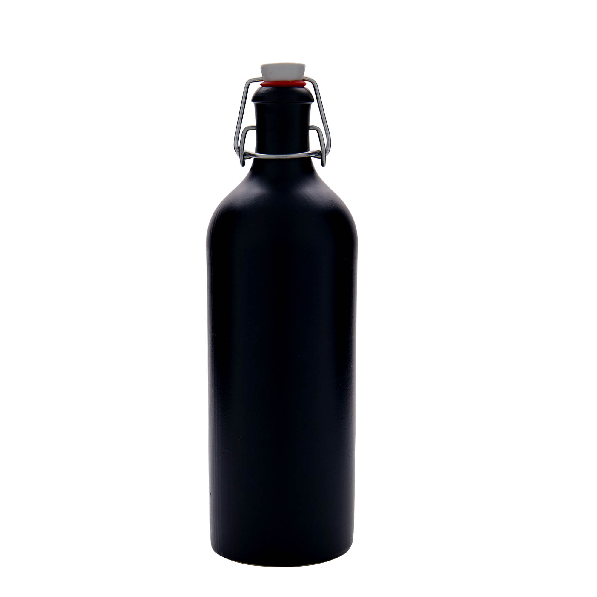750 ml molinis ąsotis, keraminis, juodas, burna: spaustukas uždarymui