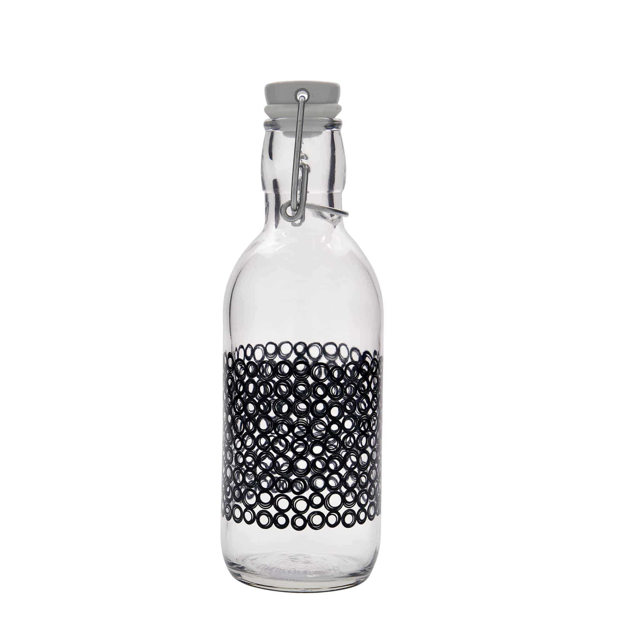 500 ml stiklinis butelis „Emilia“, motyvas: Circola nero, anga: užsegamas užraktas 500 ml stiklinis butelis „Emilia“, motyvas: Circola nero, anga: užsegamas užraktas