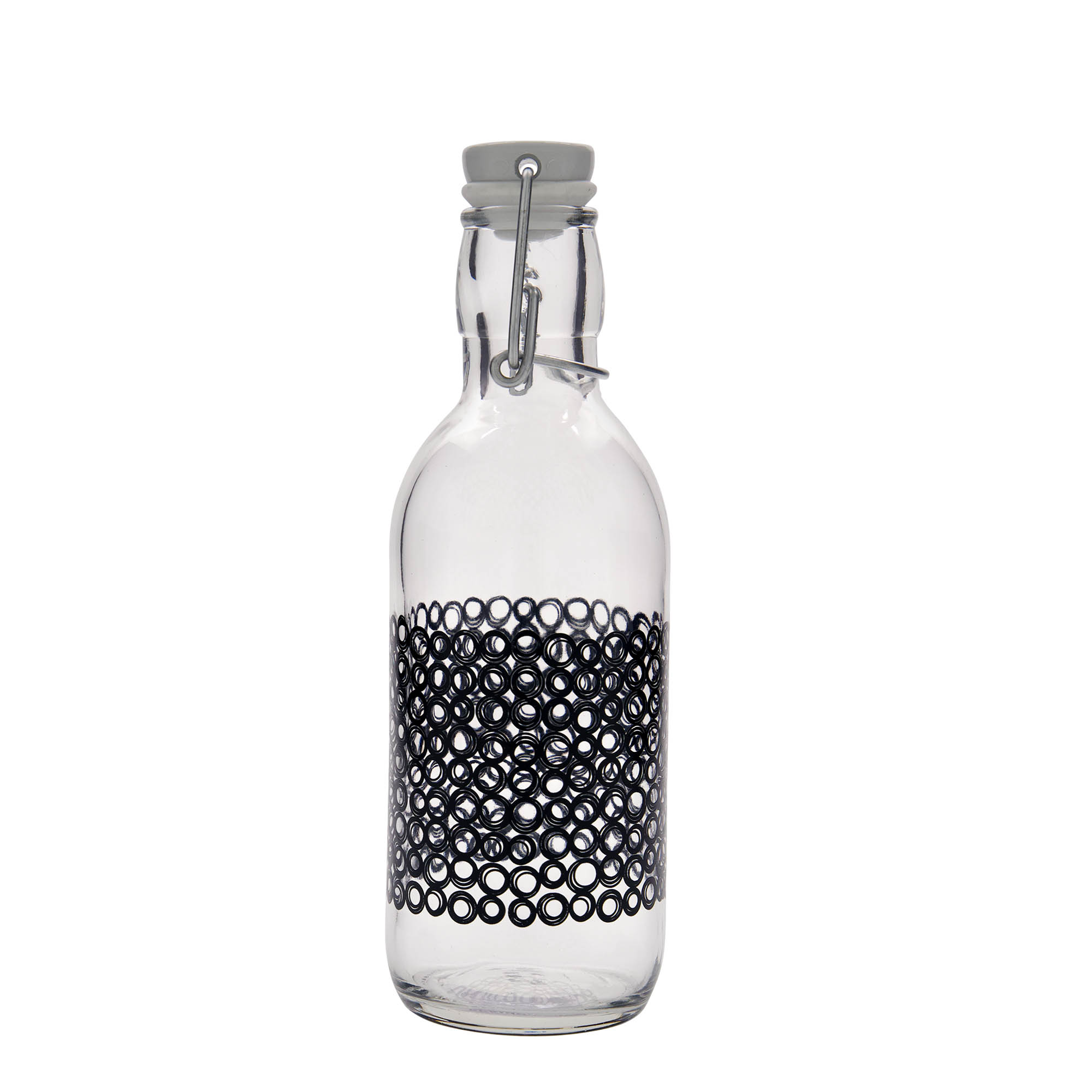 500 ml stiklinis butelis „Emilia“, motyvas: Circola nero, anga: užsegamas užraktas 500 ml stiklinis butelis „Emilia“, motyvas: Circola nero, anga: užsegamas užraktas