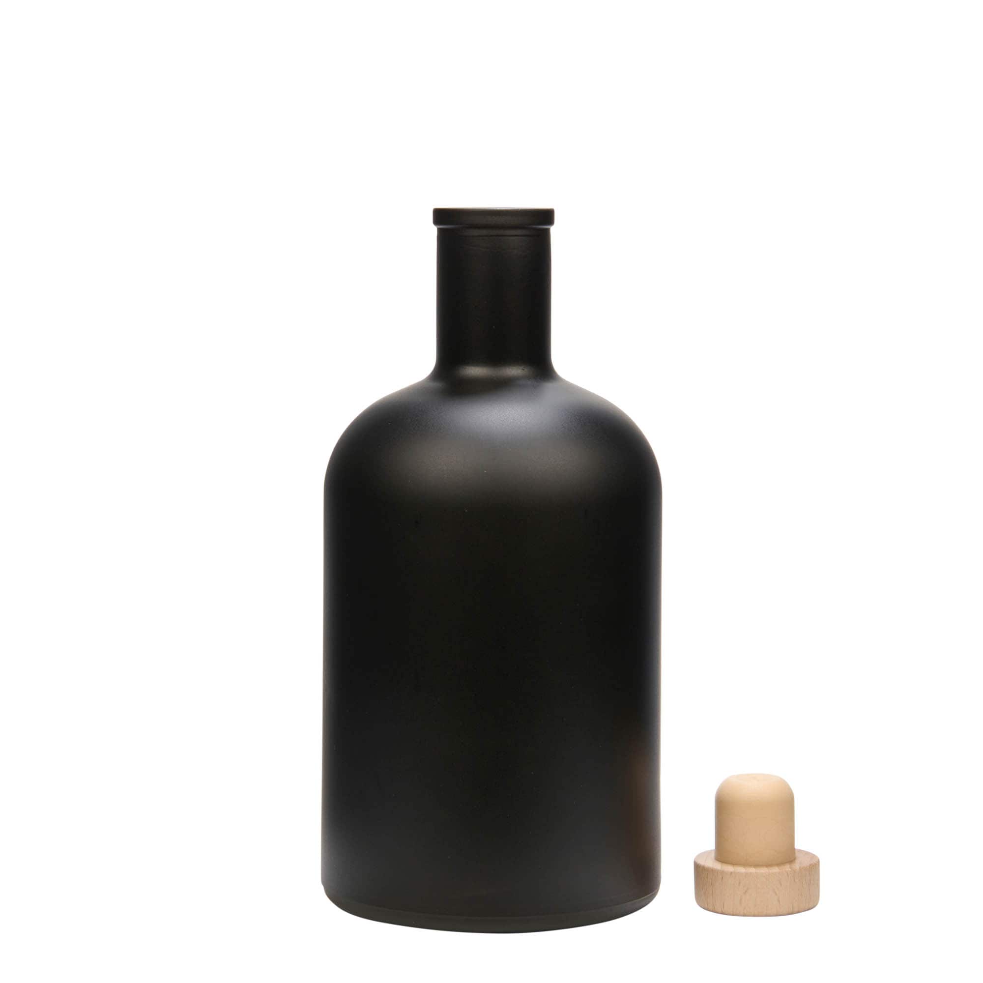 700 ml stiklinis butelis „Gerardino“, juodas, kaklelis: kamštis