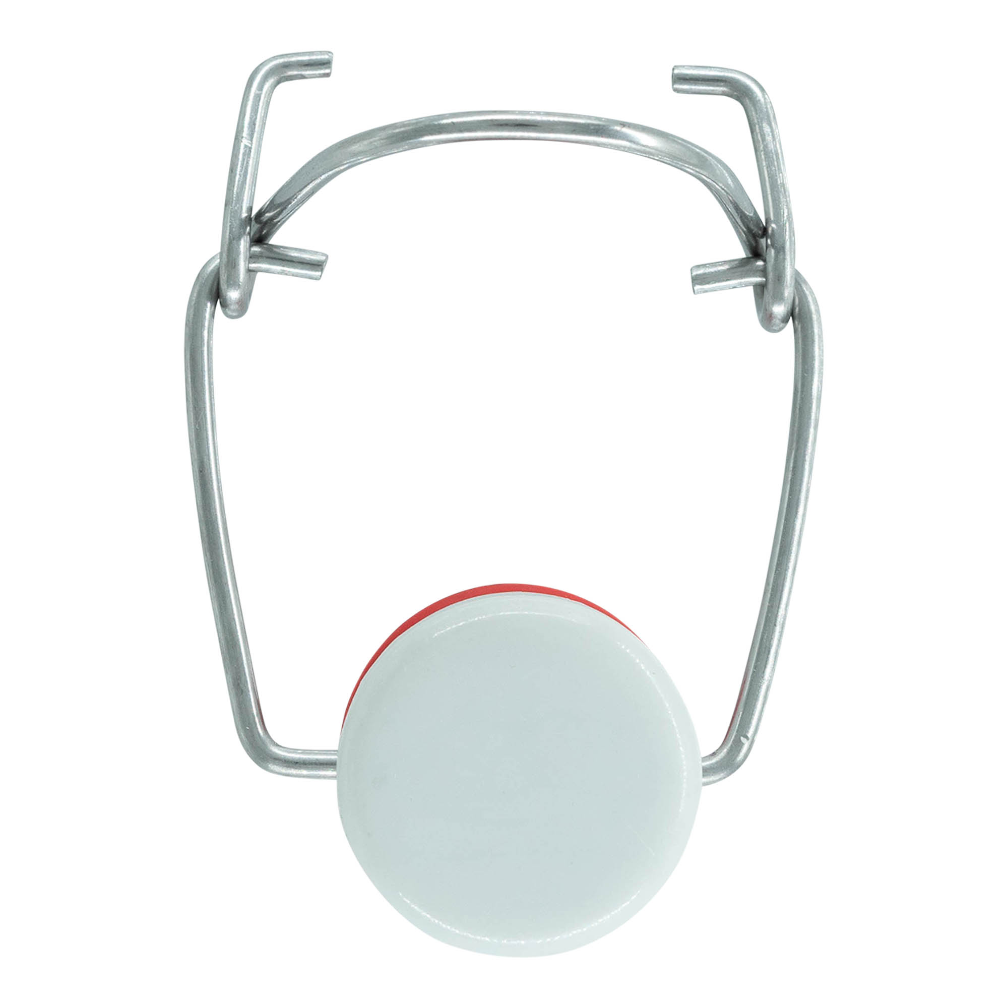 Spaustuko užsegimas, nestandartinis dydis, plastikas, raudona-balta Spaustuko užsegimas, nestandartinis dydis, plastikas, raudona-balta