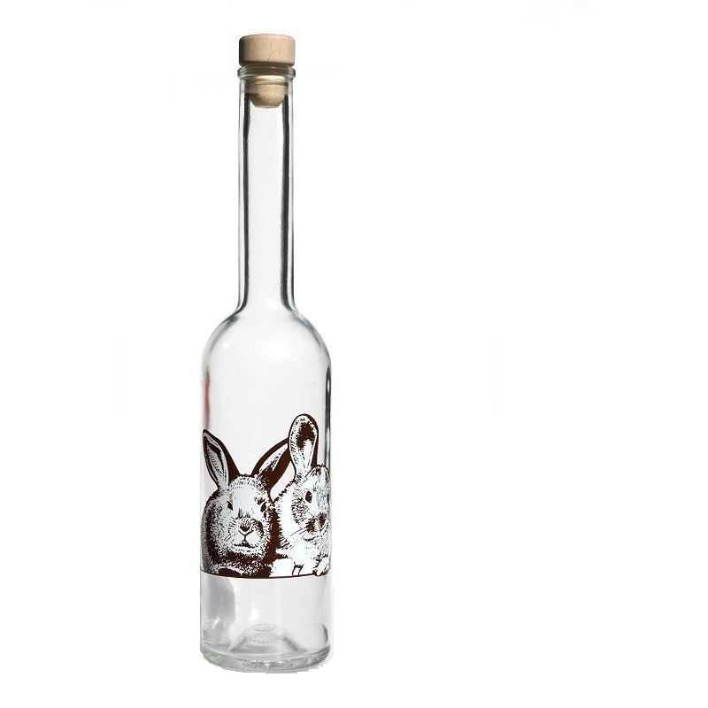500 ml stiklinis butelis „Opera“, motyvas: triušis, kamštis 500 ml stiklinis butelis „Opera“, motyvas: triušis, kamštis