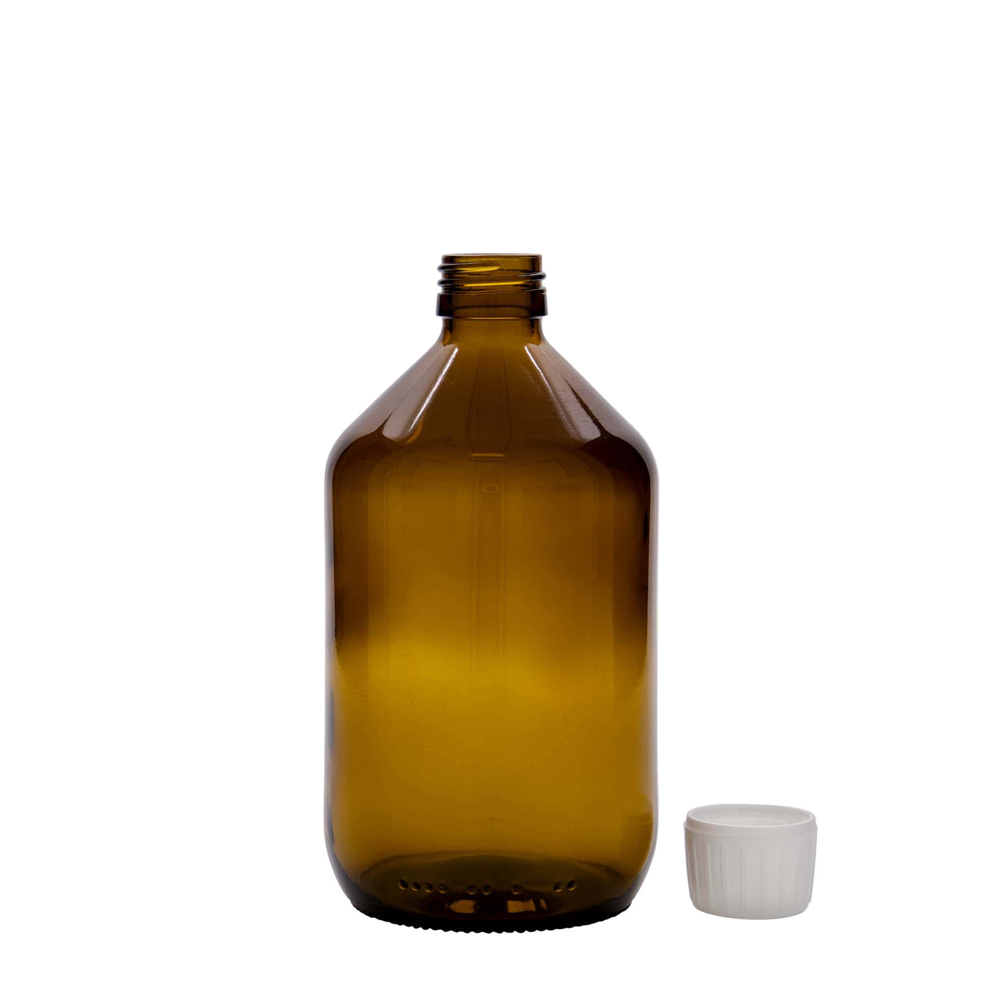500 ml medicininis buteliukas, rudas, stiklas, burna: PP 28