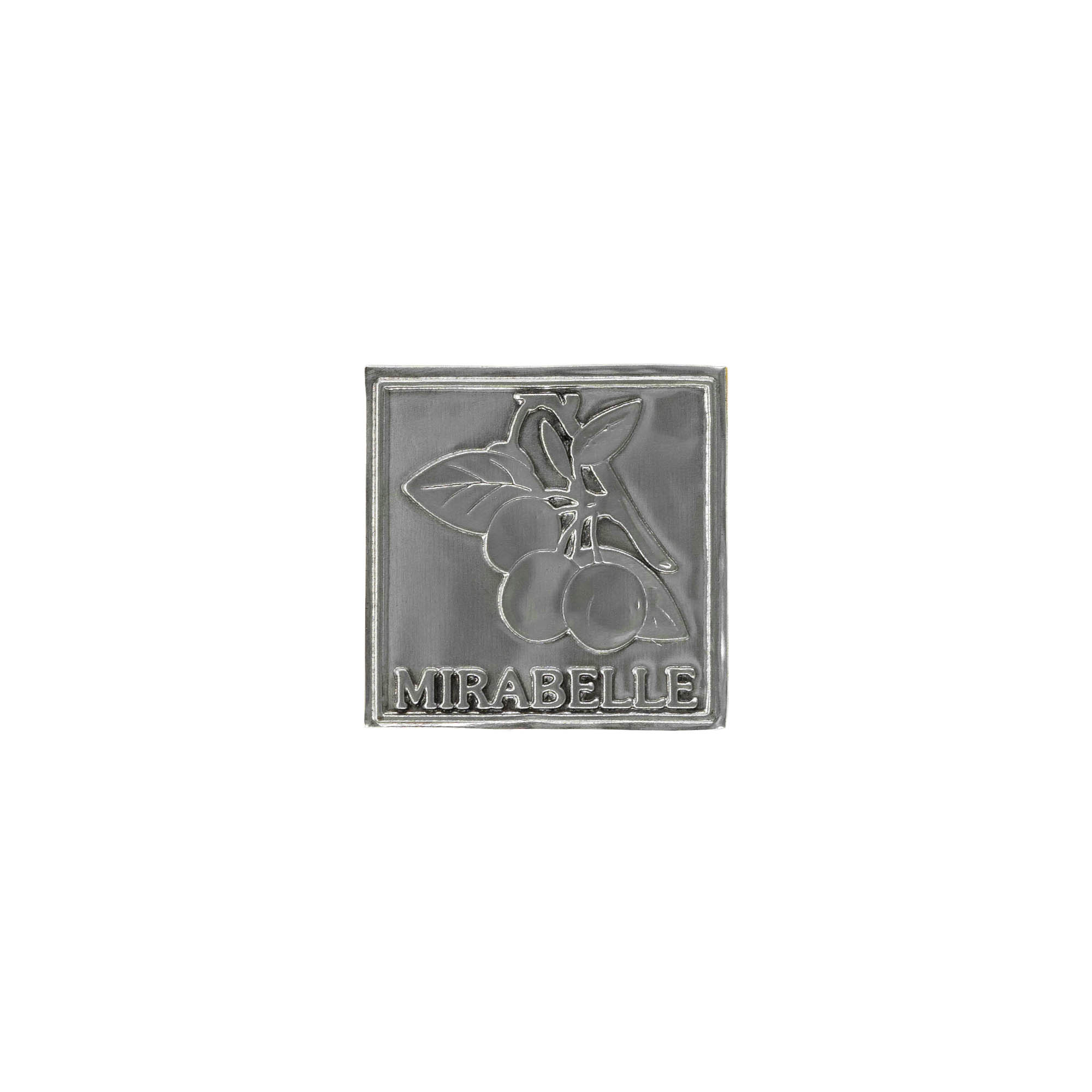 Švino etiketė „Mirabelle“, kvadratinė, metalinė, sidabrinė Švino etiketė „Mirabelle“, kvadratinė, metalinė, sidabrinė