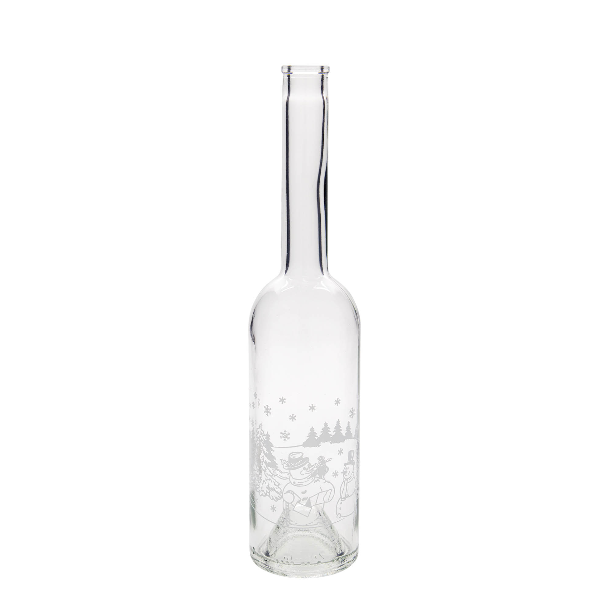 500 ml stiklinis butelis „Opera“, motyvas: sniego senio butelis, kaklelis: kamštis