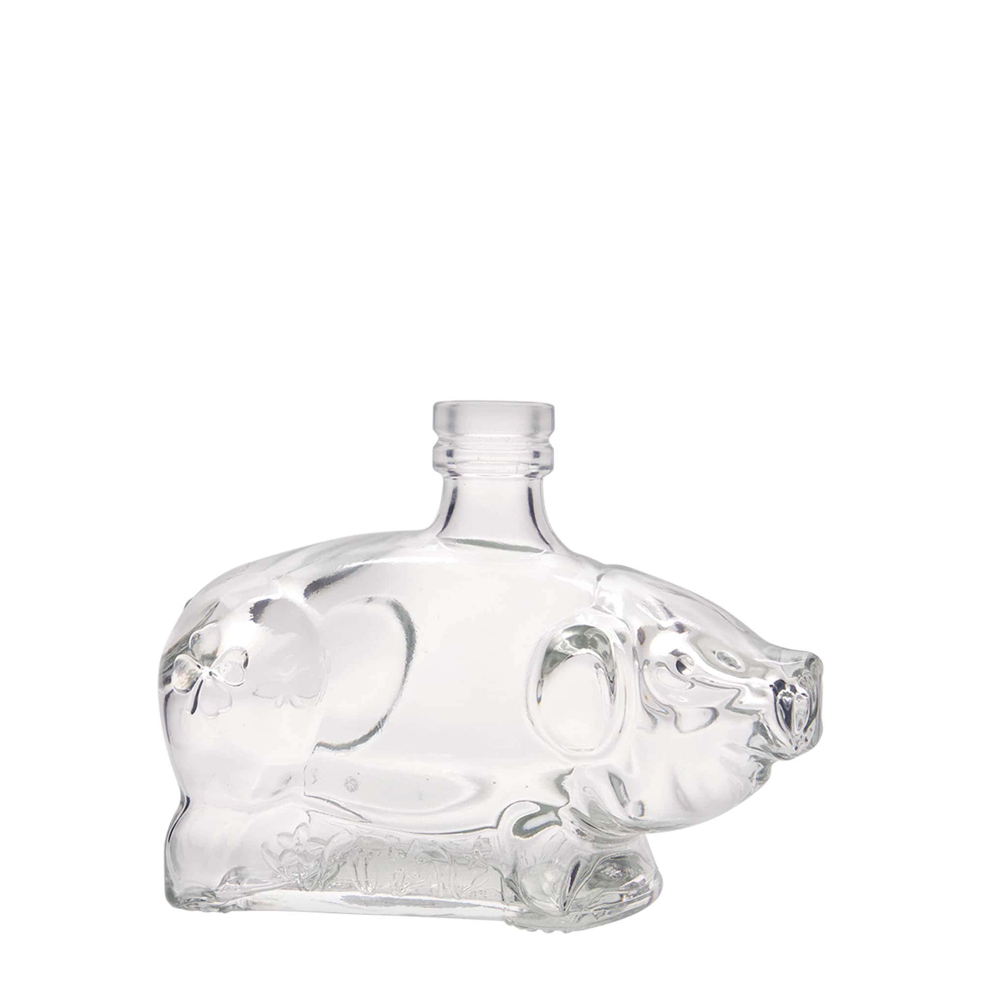200 ml stiklinis buteliukas „Laimės kiaulytė“, anga: kamštis