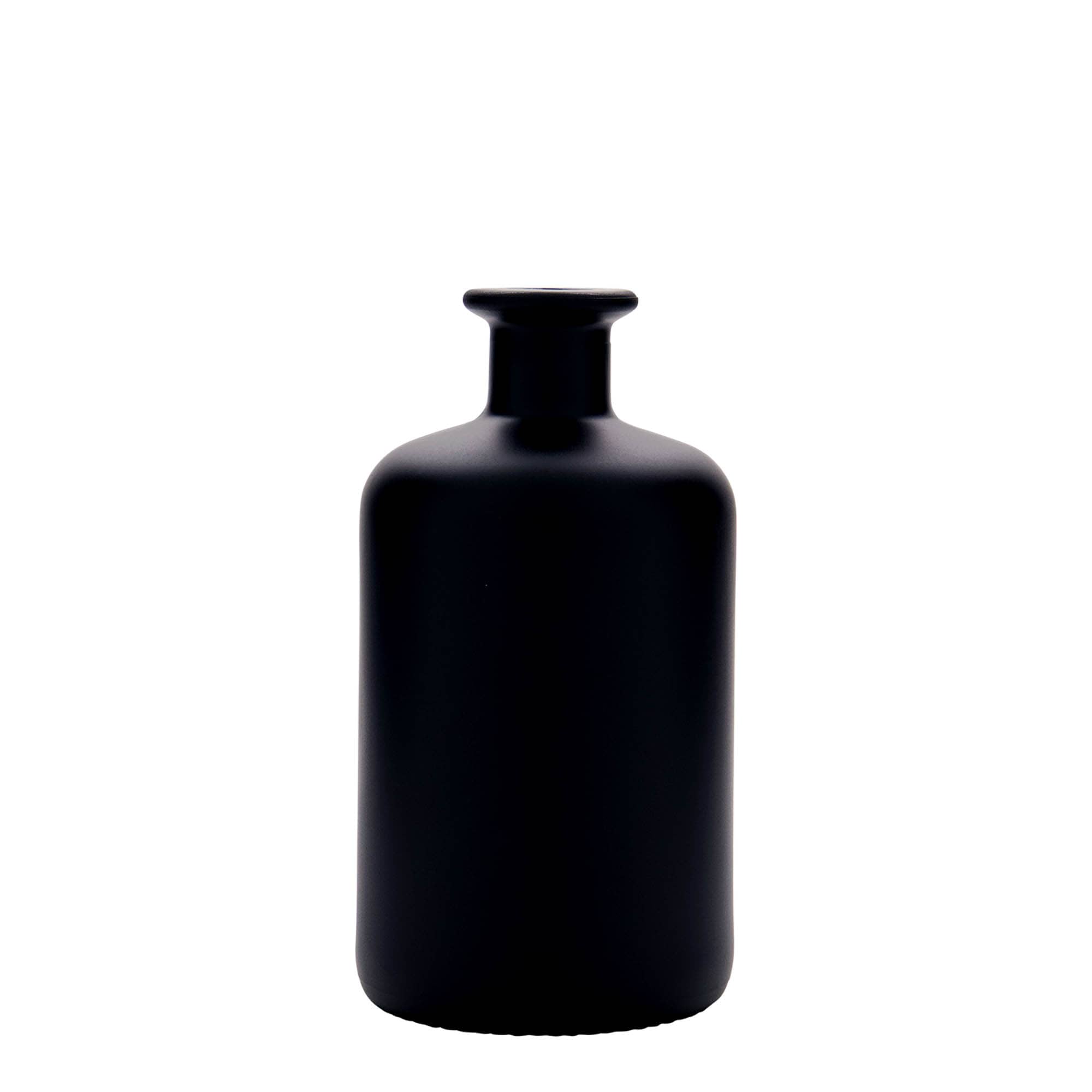 500 ml stiklinis butelis vaistininkui, juodas, kamštis