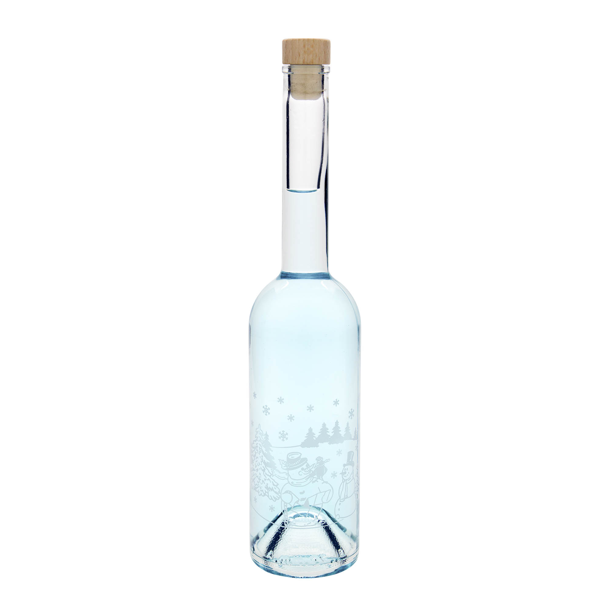 500 ml stiklinis butelis „Opera“, motyvas: sniego senio butelis, kaklelis: kamštis