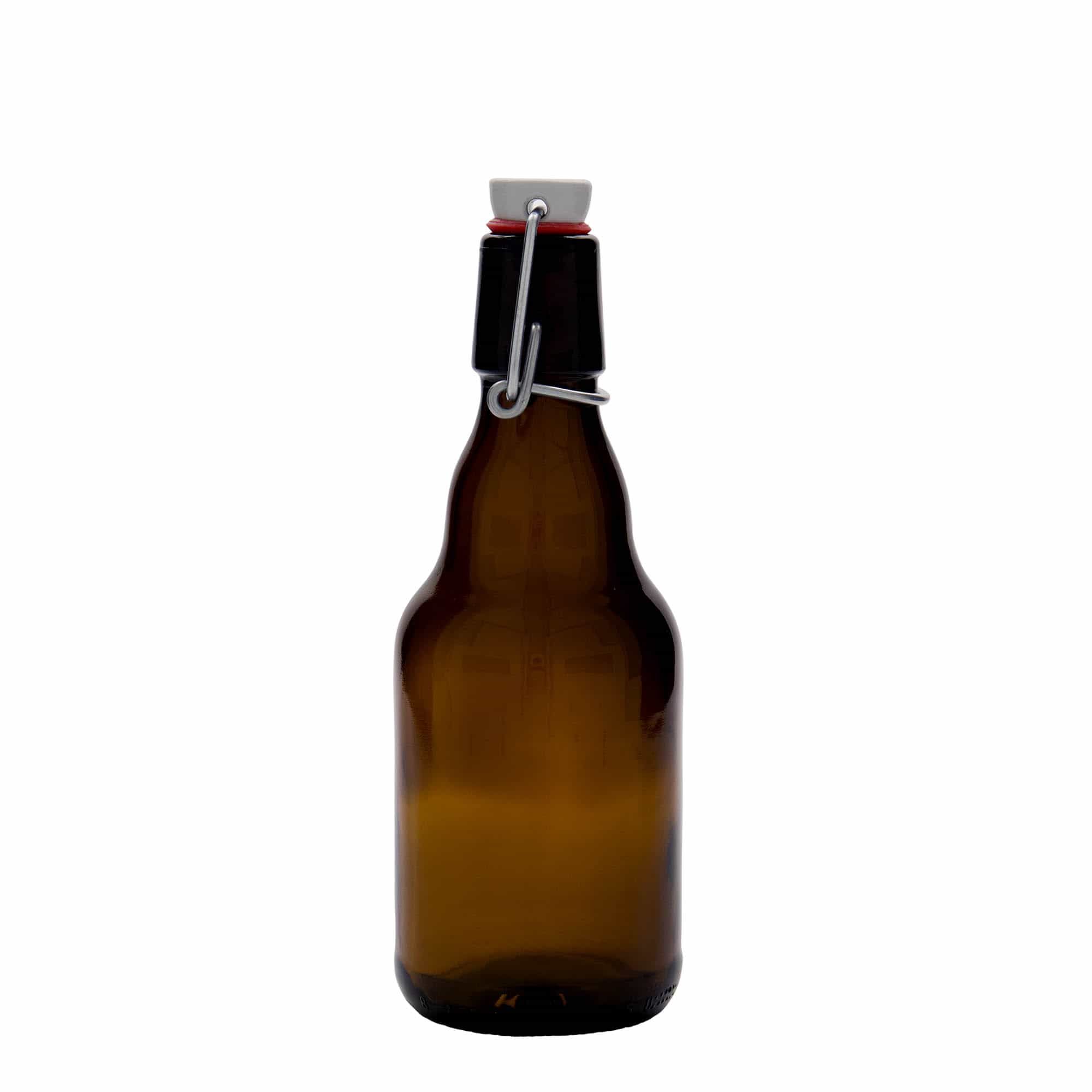 330 ml alaus butelis „Steinie“, stiklas, rudas, kamštis su spaustuku