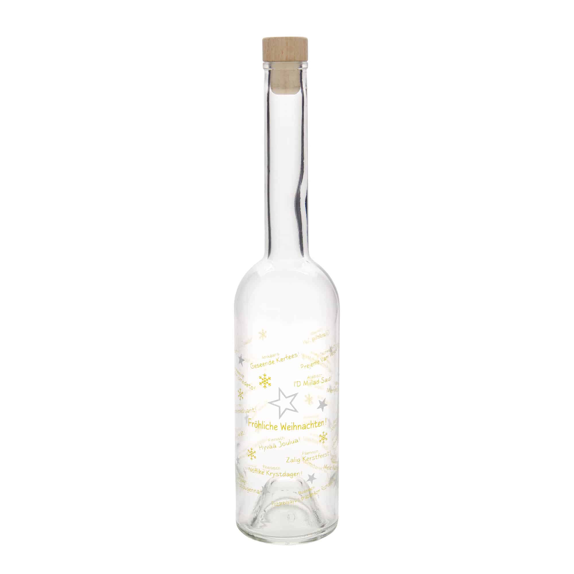500 ml stiklinis butelis „Opera“, motyvas: Kalėdos pasaulyje, kamštis