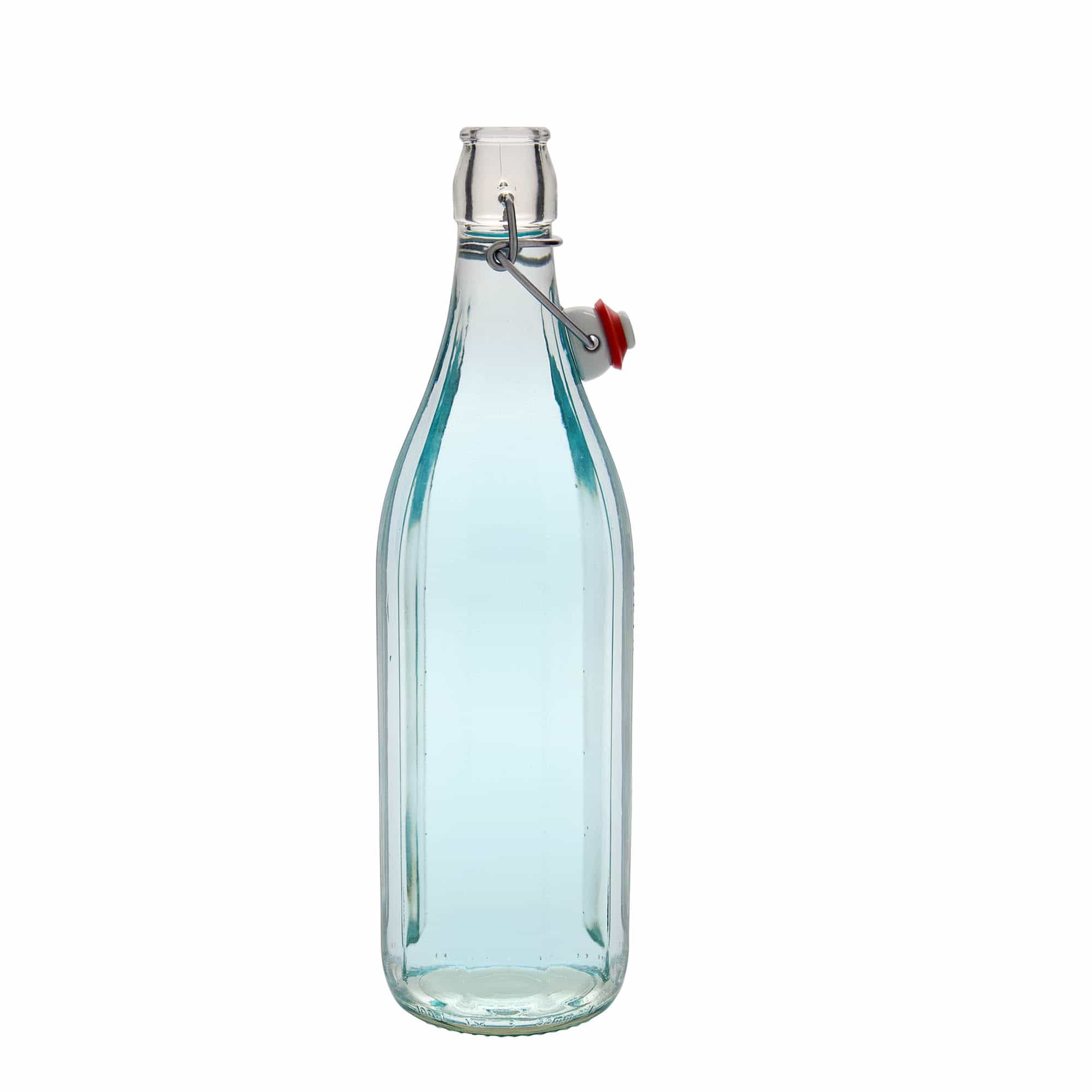 1.000 ml stiklinis butelis „Bravo“ #, dešimtkampis, anga: užsegamas užraktas