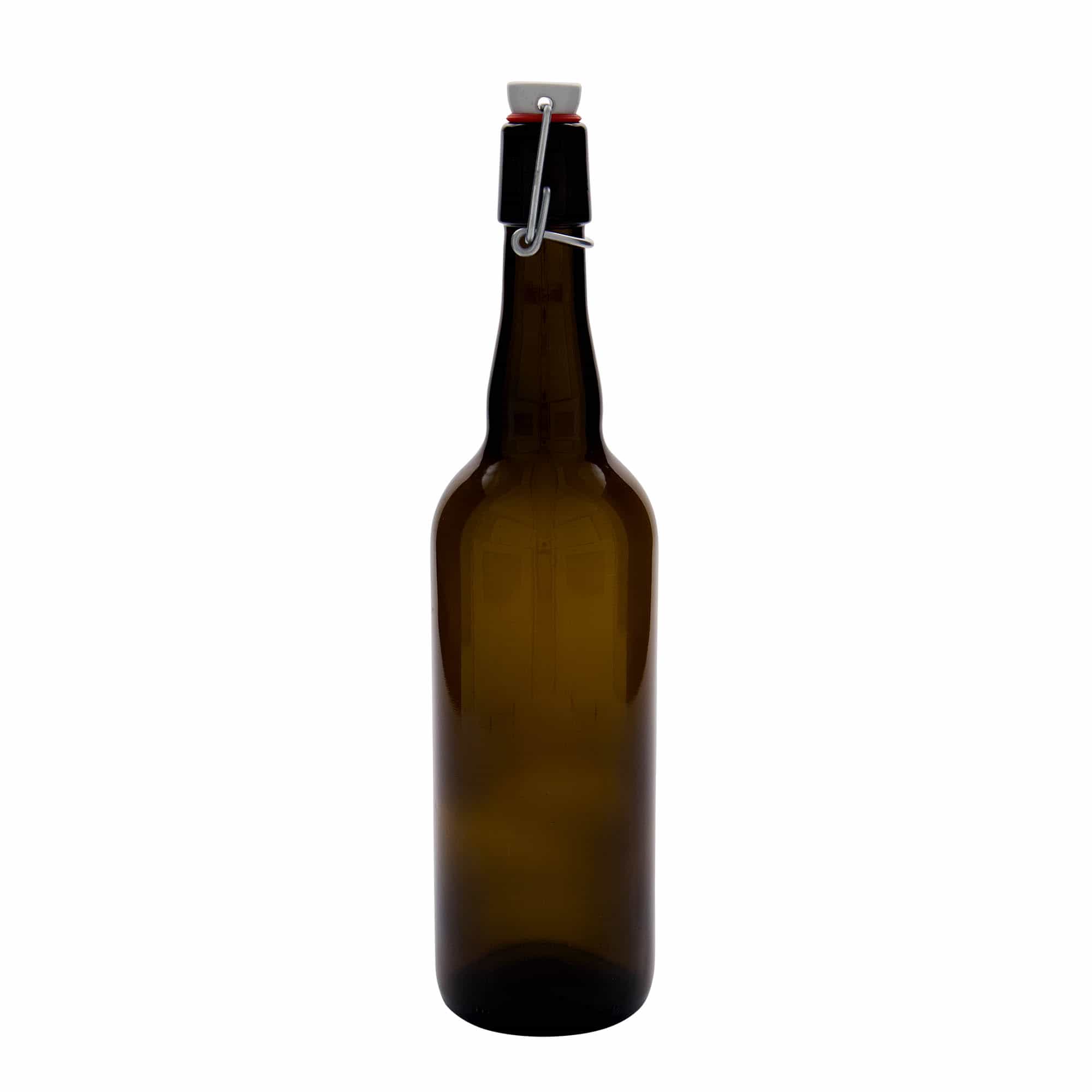 750 ml alaus butelis Belgija, stiklas, rudas, kamštis: užsegamas užraktas