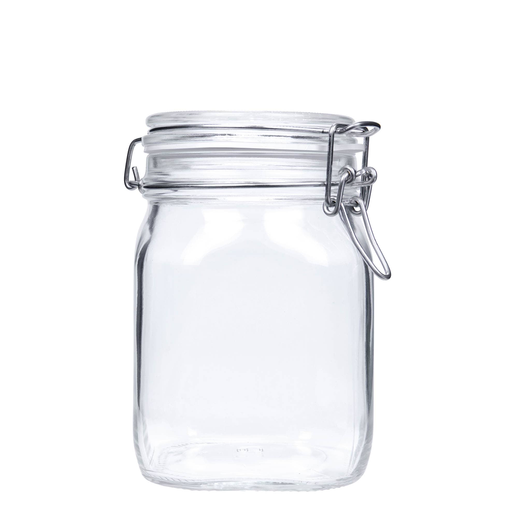 1.000 ml vielos užsegimo stiklainis „Fido“, kvadratinis, anga: vielos užsegimas