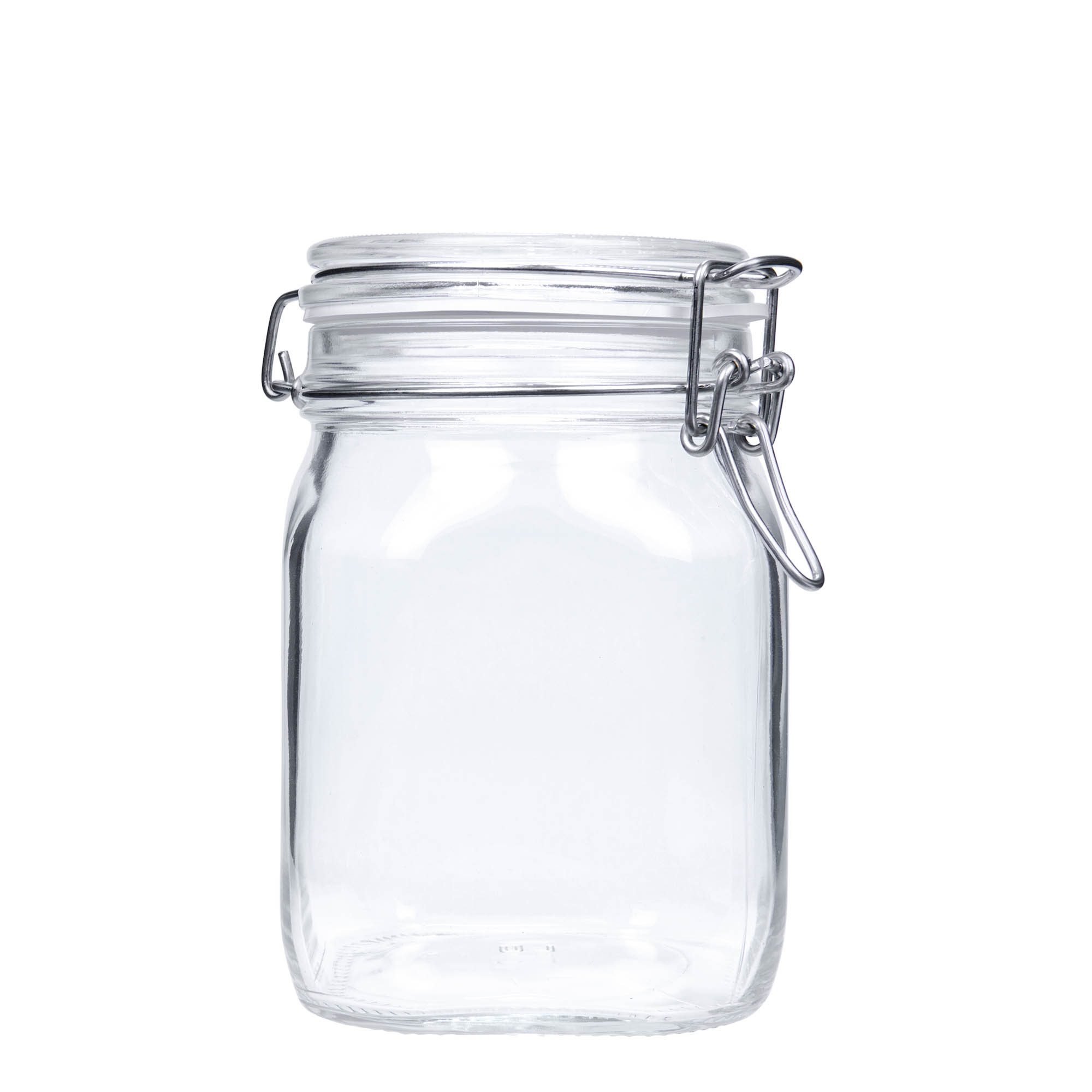 1.000 ml vielos užsegimo stiklainis „Fido“, kvadratinis, anga: vielos užsegimas