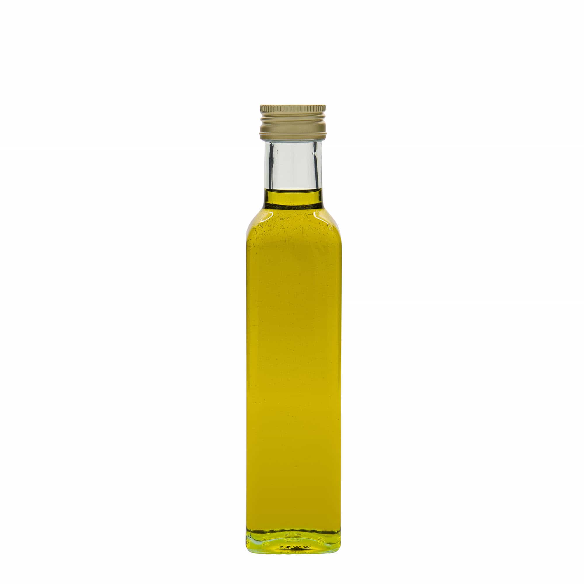 250 ml stiklinis butelis „Marasca“, kvadratinis, anga: PP 31,5