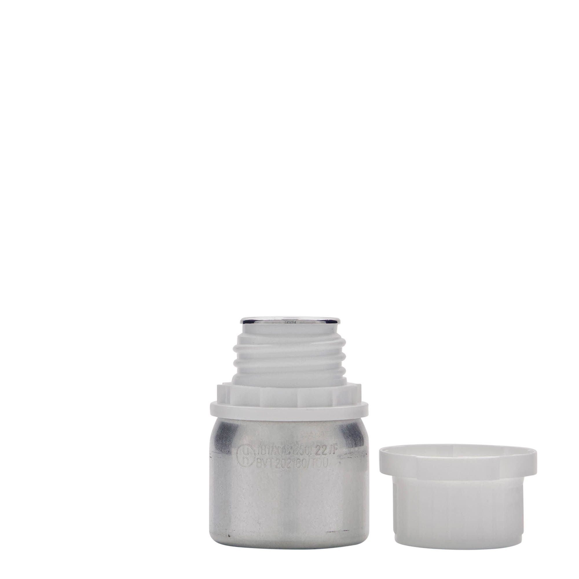 50 ml aliuminio buteliukas, metalas, sidabrinės spalvos, anga: DIN 32 50 ml aliuminio buteliukas, metalas, sidabrinės spalvos, anga: DIN 32