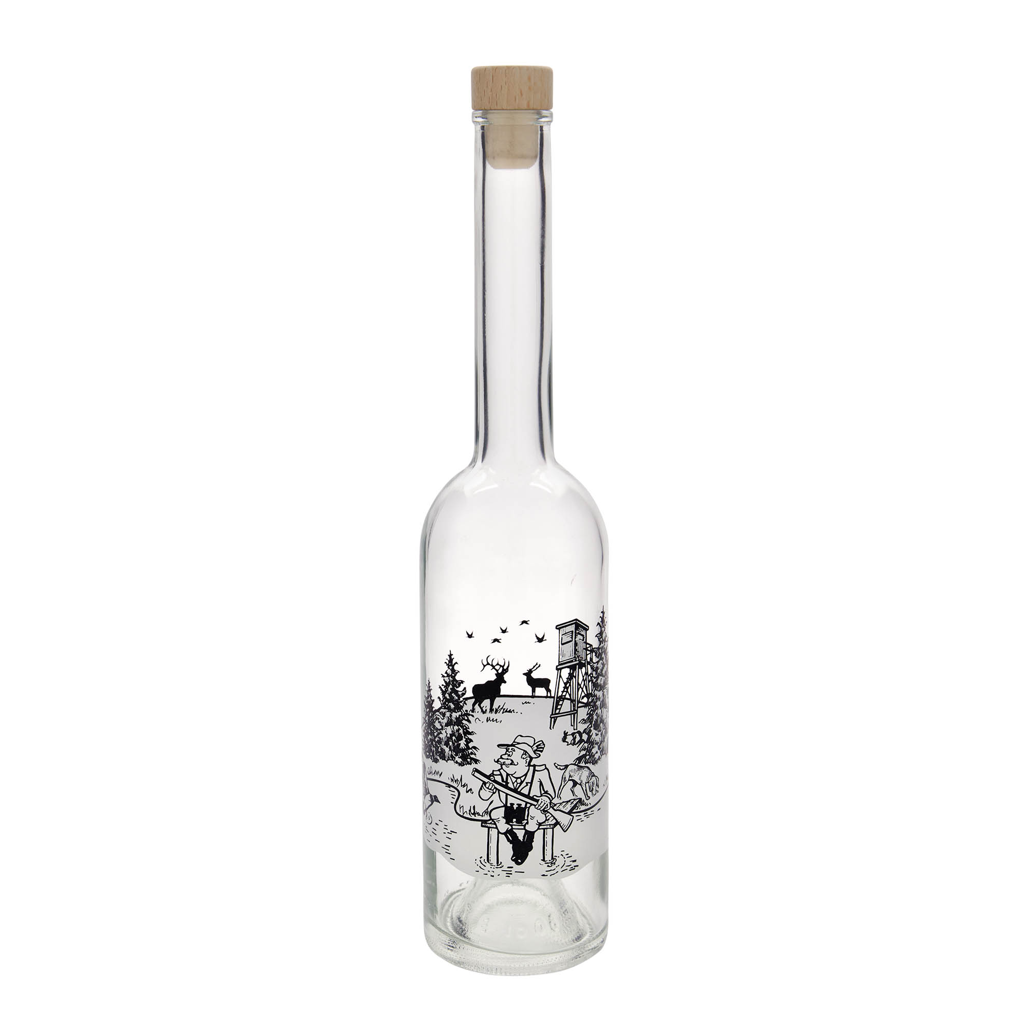 500 ml stiklinis butelis „Opera“, motyvas: medžiotojas, anga: kamštis 500 ml stiklinis butelis „Opera“, motyvas: medžiotojas, anga: kamštis