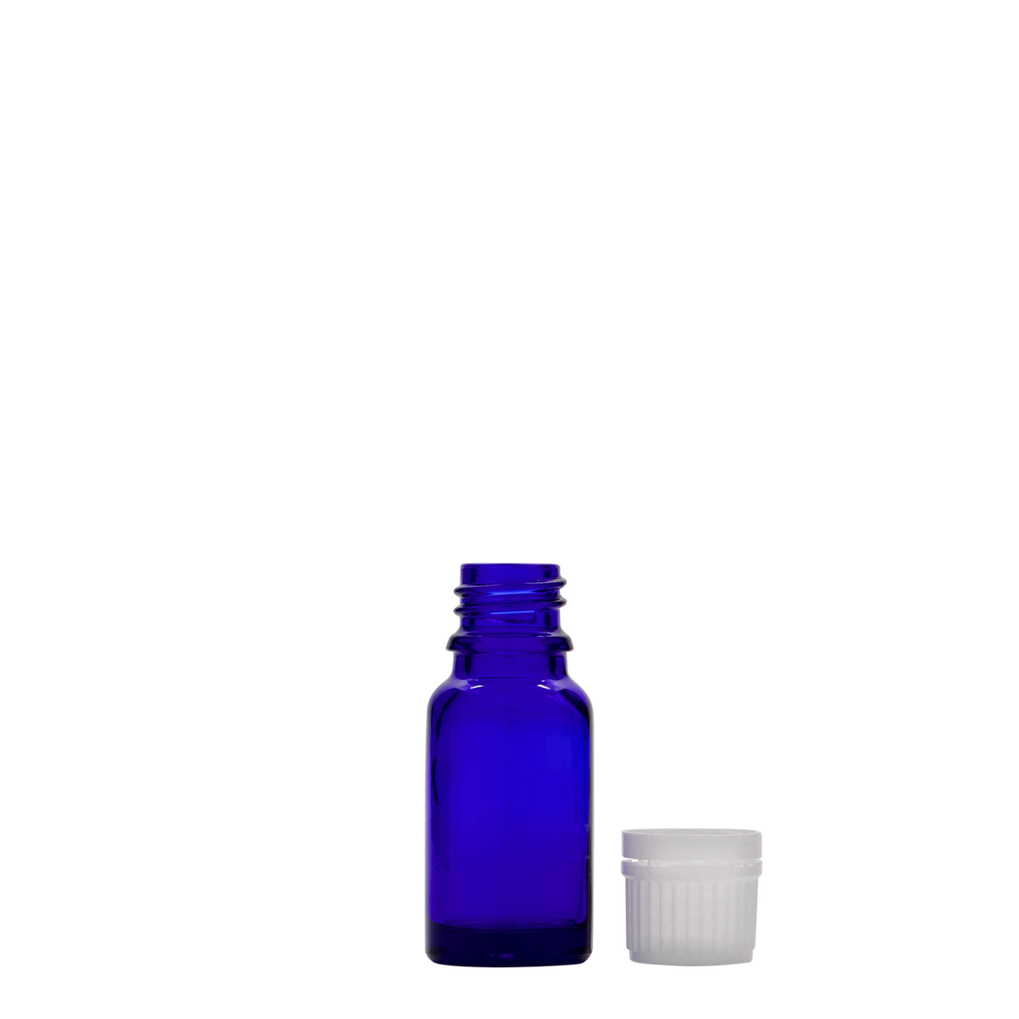 10 ml medicininis buteliukas, stiklas, karališkai mėlynas, burna: DIN 18 10 ml medicininis buteliukas, stiklas, karališkai mėlynas, burna: DIN 18