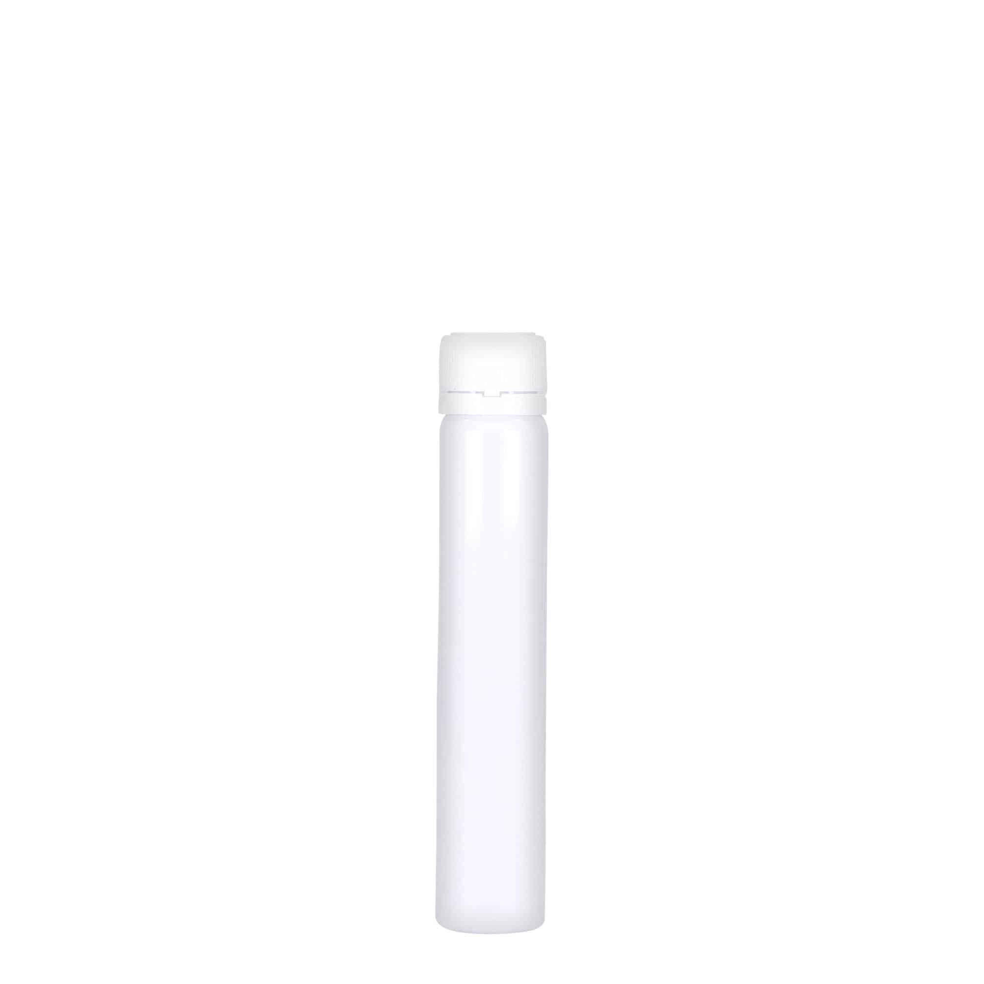 25 ml PET vamzdeliai, plastikas, balti, anga: srieginis uždarymas