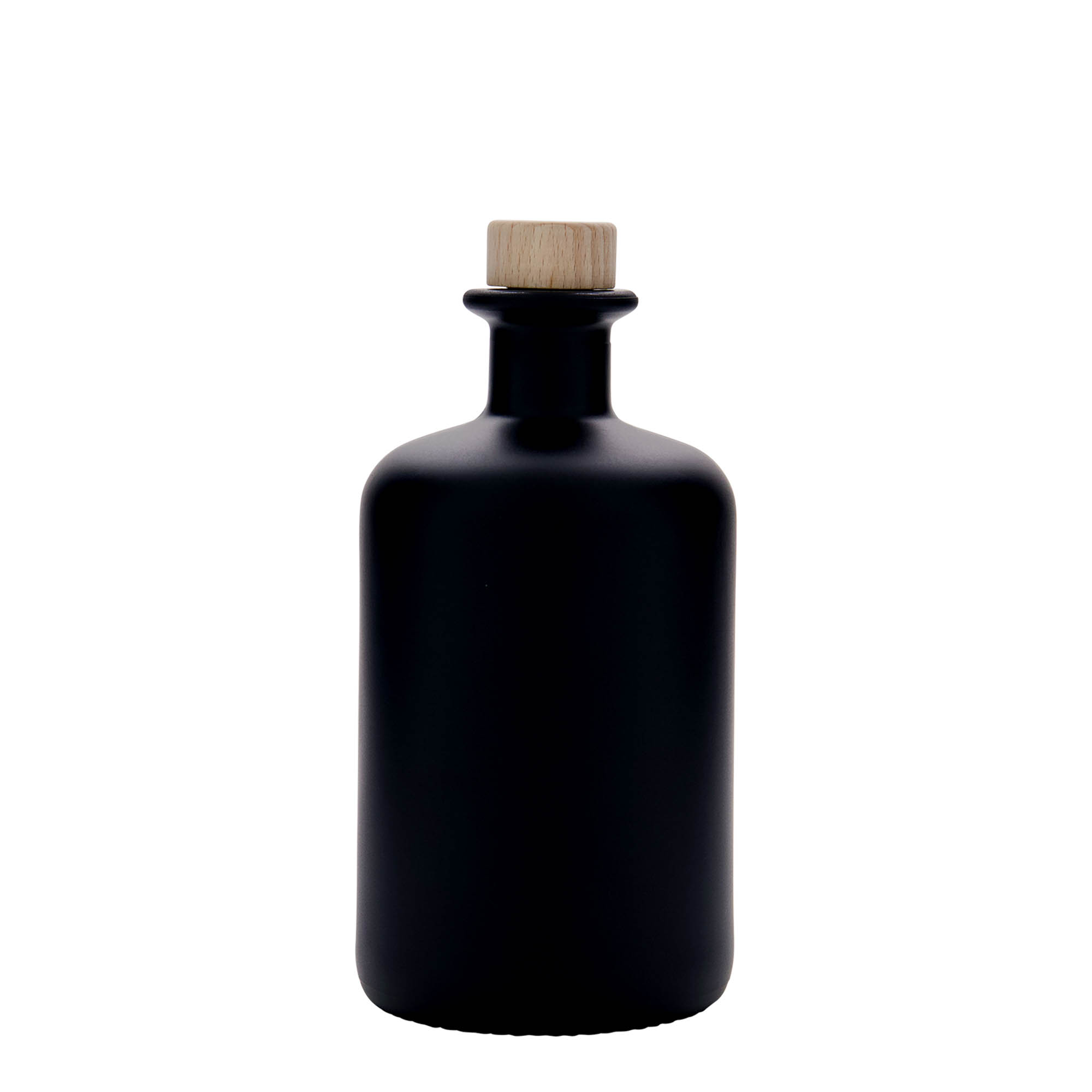 500 ml stiklinis butelis vaistininkui, juodas, kamštis 500 ml stiklinis butelis vaistininkui, juodas, kamštis