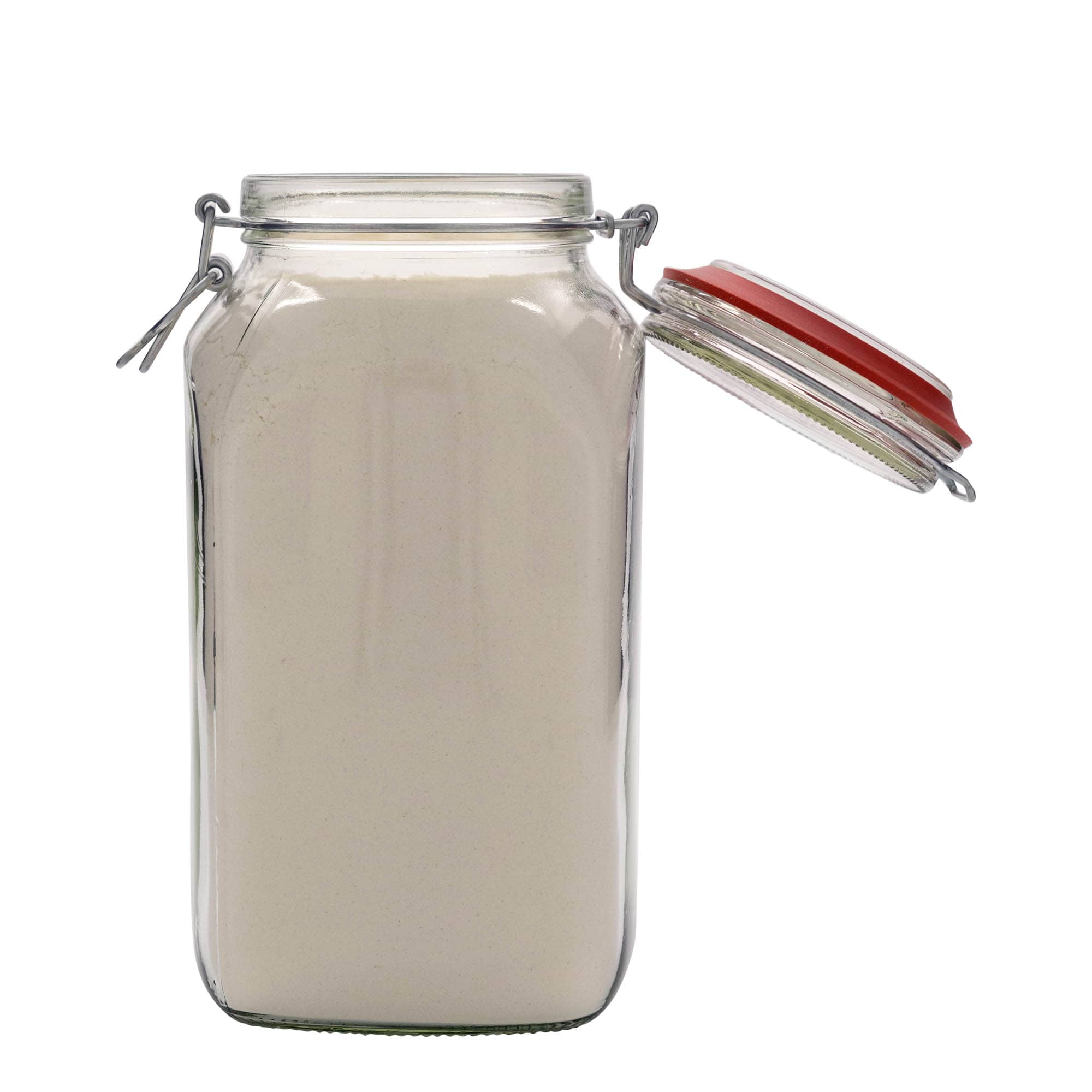 2,590 ml vielos užsegimo stiklainis #, kvadratinis, anga: vielos užsegimas