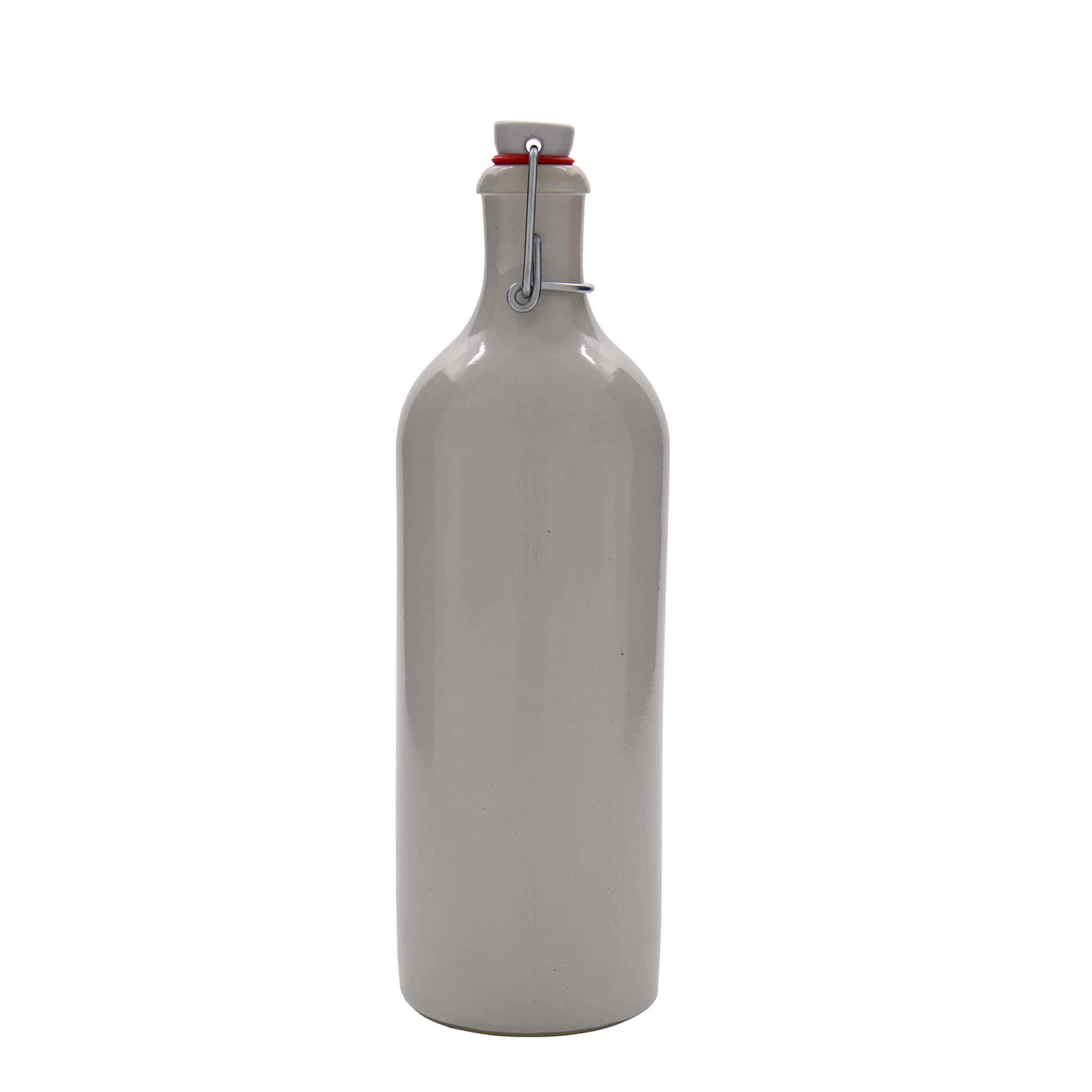 750 ml molinis ąsotis, keraminis, baltas, burna: spaustukas uždarymui