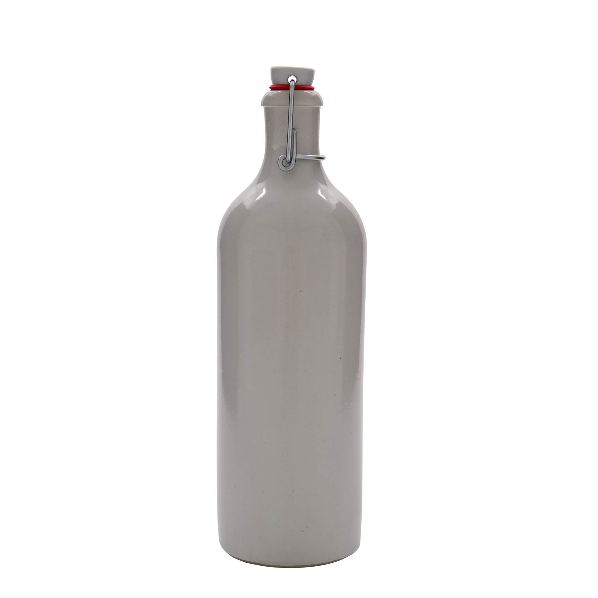 750 ml molinis ąsotis, keraminis, baltas, burna: spaustukas uždarymui