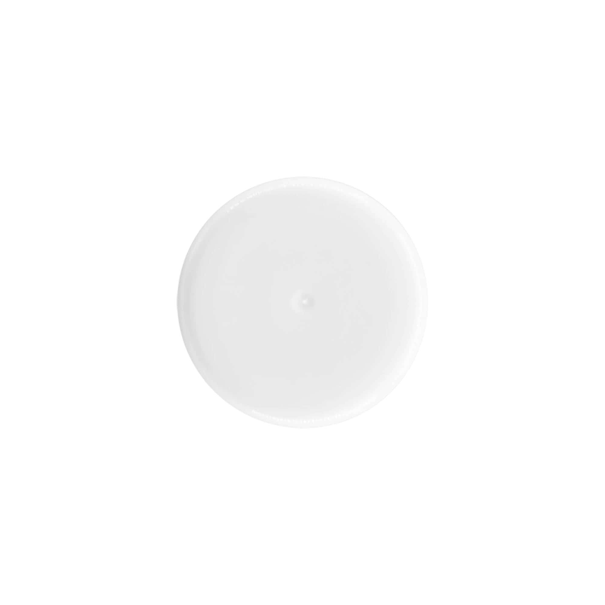 Dangtelis 50 ml ritininio buteliuko, PP plastikas, baltas, su srieginiu uždarymu angai Dangtelis 50 ml ritininio buteliuko, PP plastikas, baltas, su srieginiu uždarymu angai