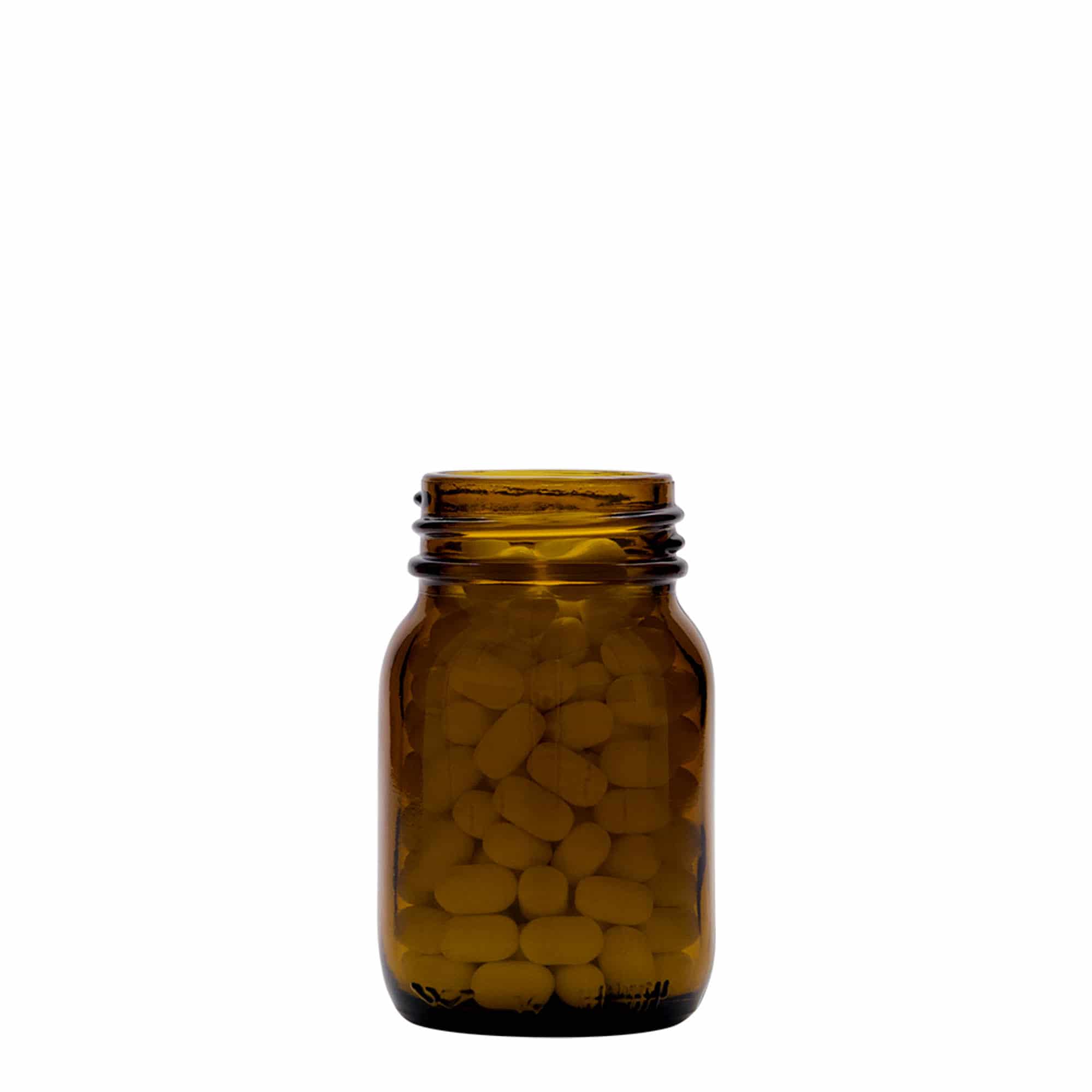 75 ml plačios burnos stiklainis, rudas, anga: DIN 40