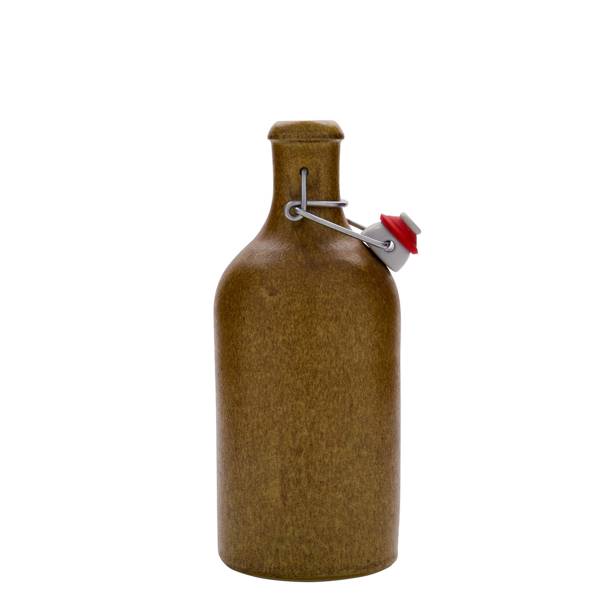 500 ml molinis ąsotis, keraminis, rudos spalvos kristalinis, burna: užsegamas lankeliu