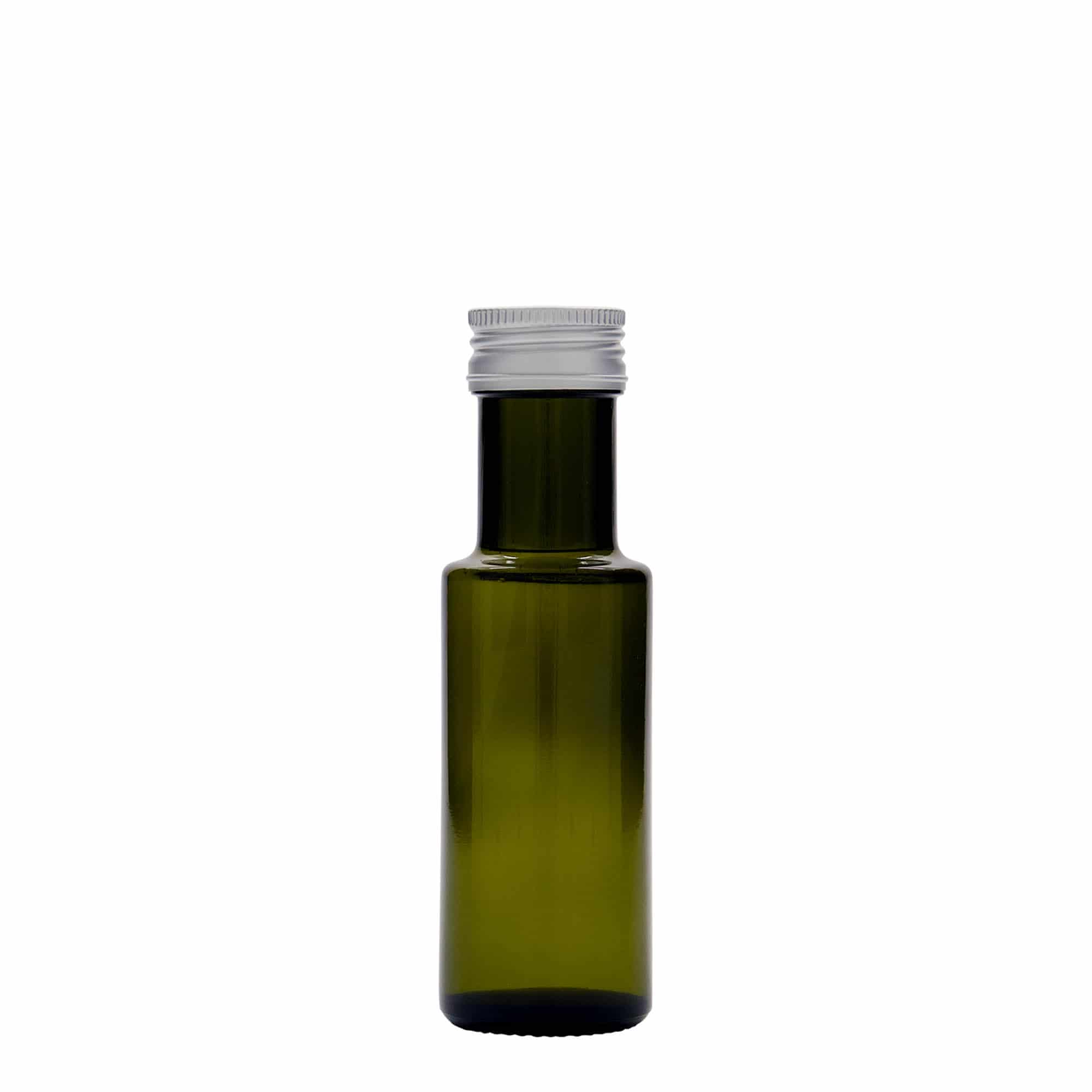 100 ml stiklinis buteliukas „Dorica“, antikinė žalia, burnos anga: PP 31,5