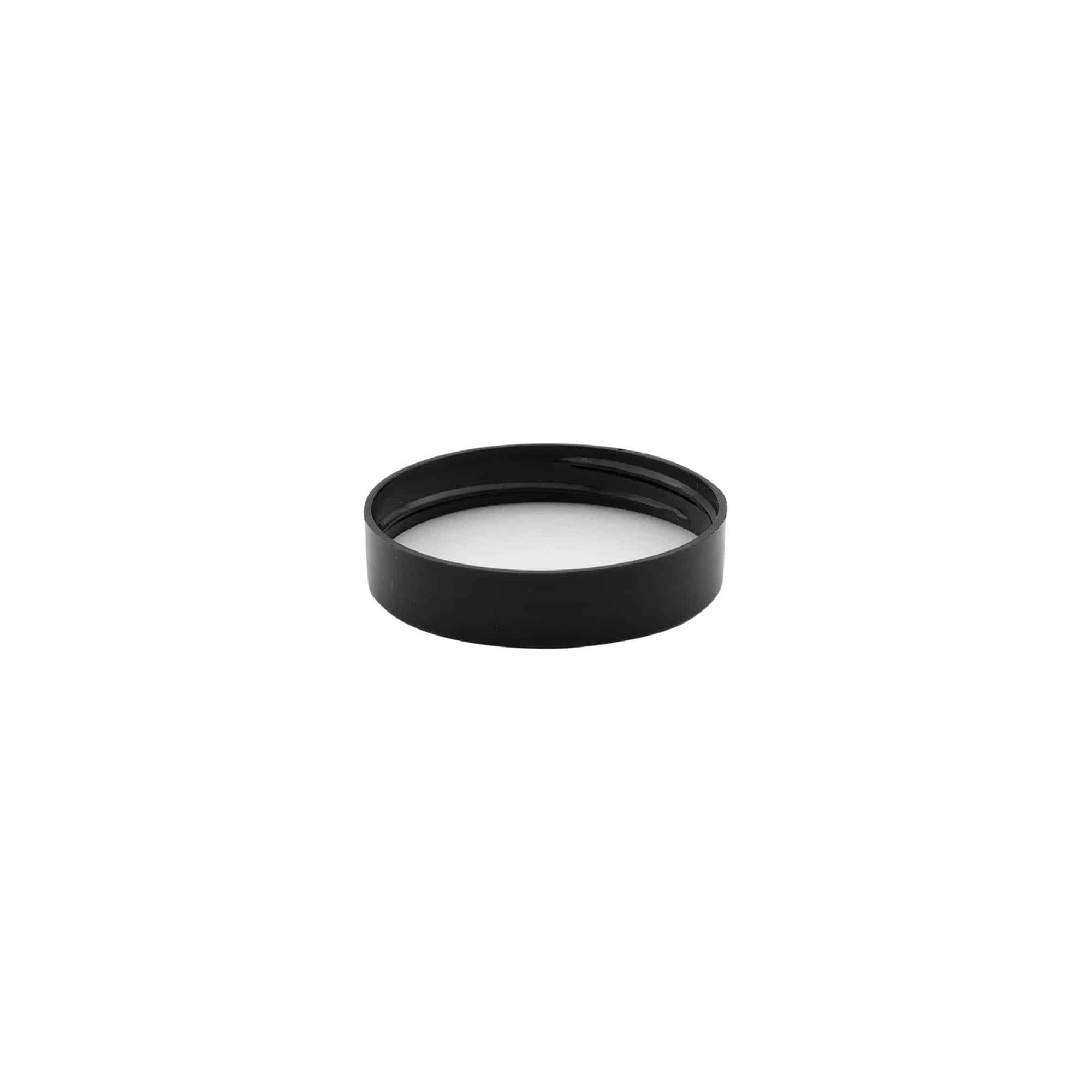 Sriegiamas užsukamas dangtelis, pagamintas iš juodo PP plastiko, skirtas 48/400 kamščiui