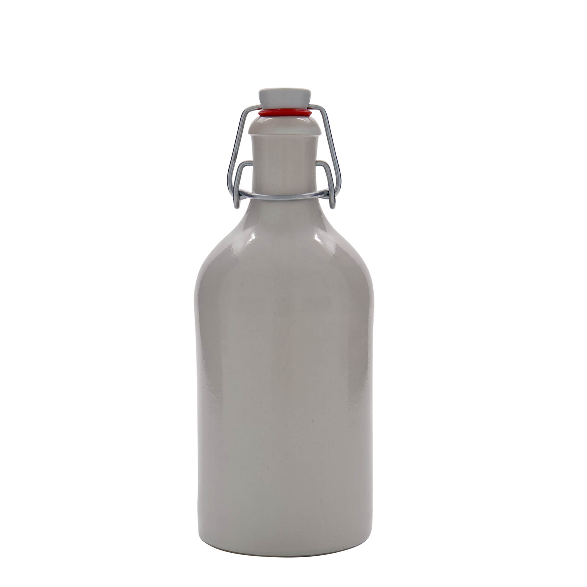 500 ml molinis ąsotis, keraminis, baltas, burna: spaustukas uždarymui