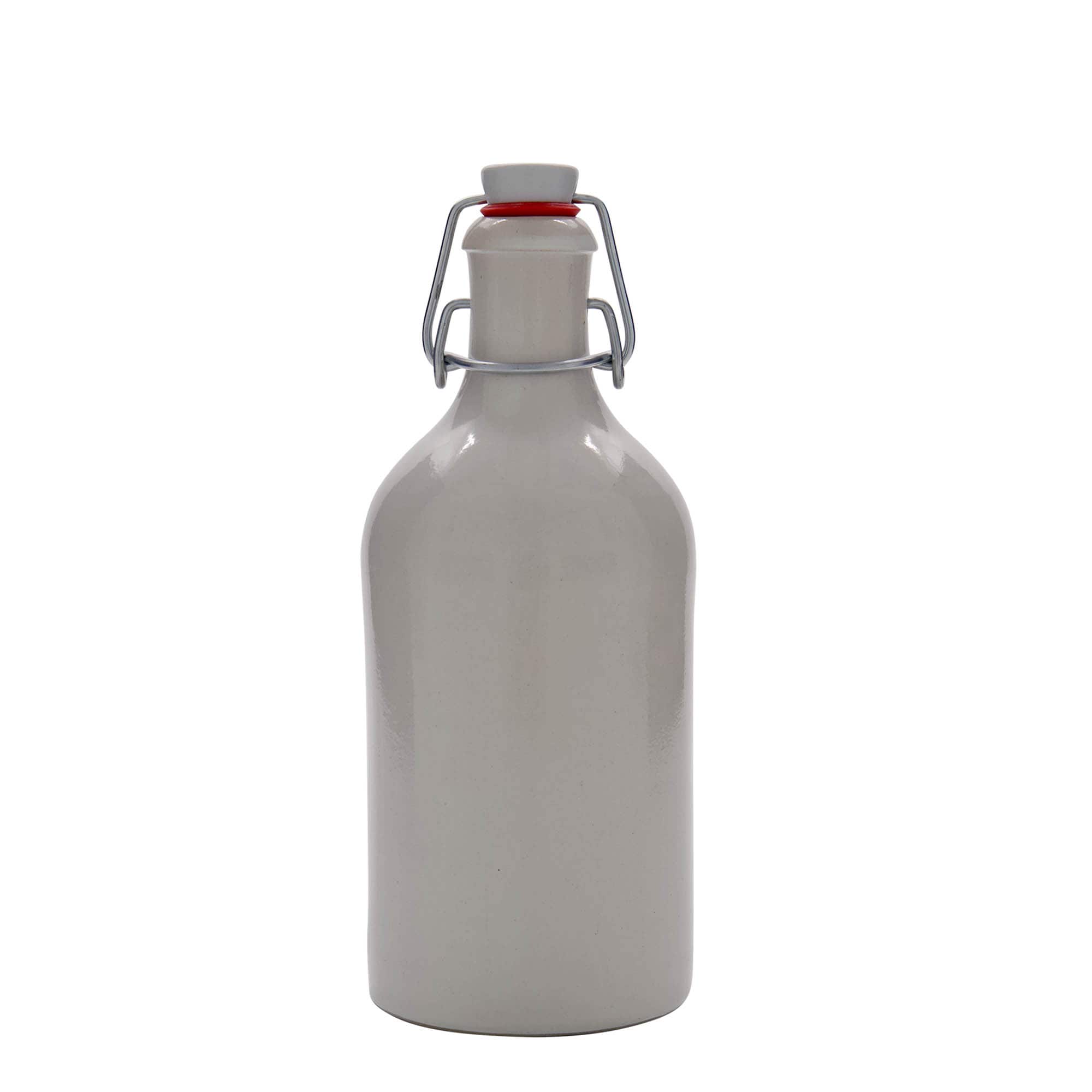 500 ml molinis ąsotis, keraminis, baltas, burna: spaustukas uždarymui