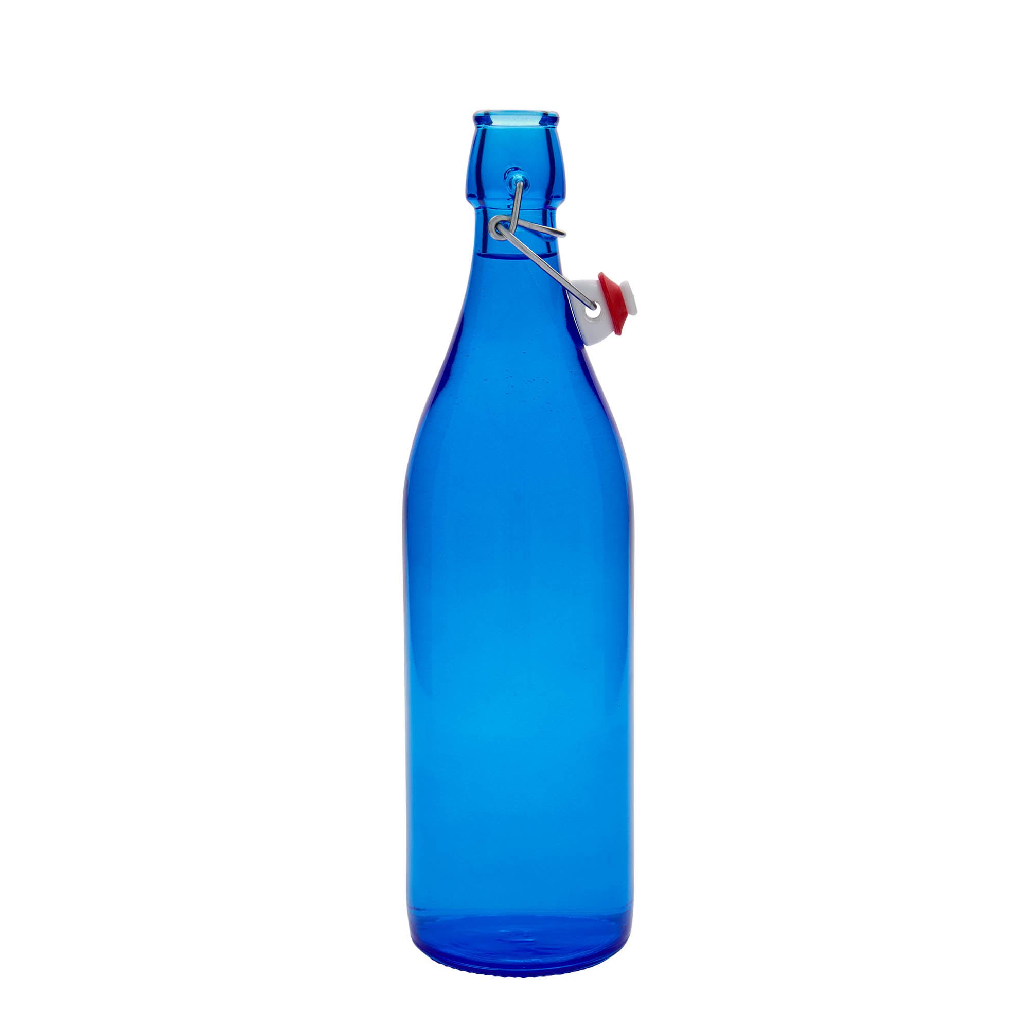 1.000 ml stiklinis butelis „Giara“, mėlynas, anga: spaustukas uždarymui