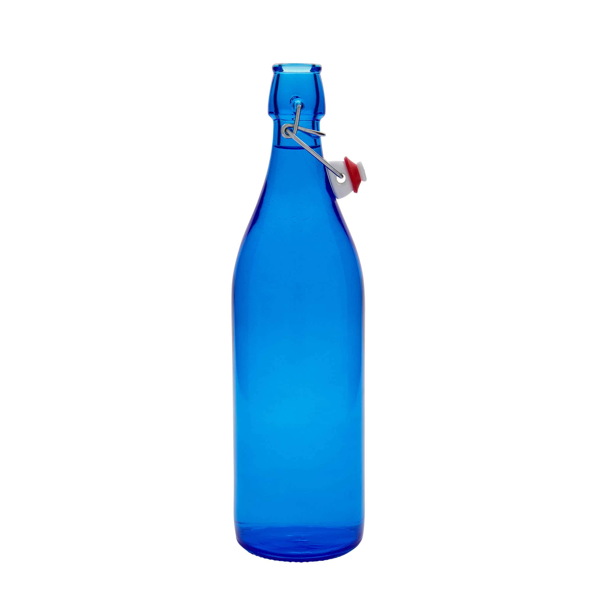 1.000 ml stiklinis butelis „Giara“, mėlynas, anga: spaustukas uždarymui